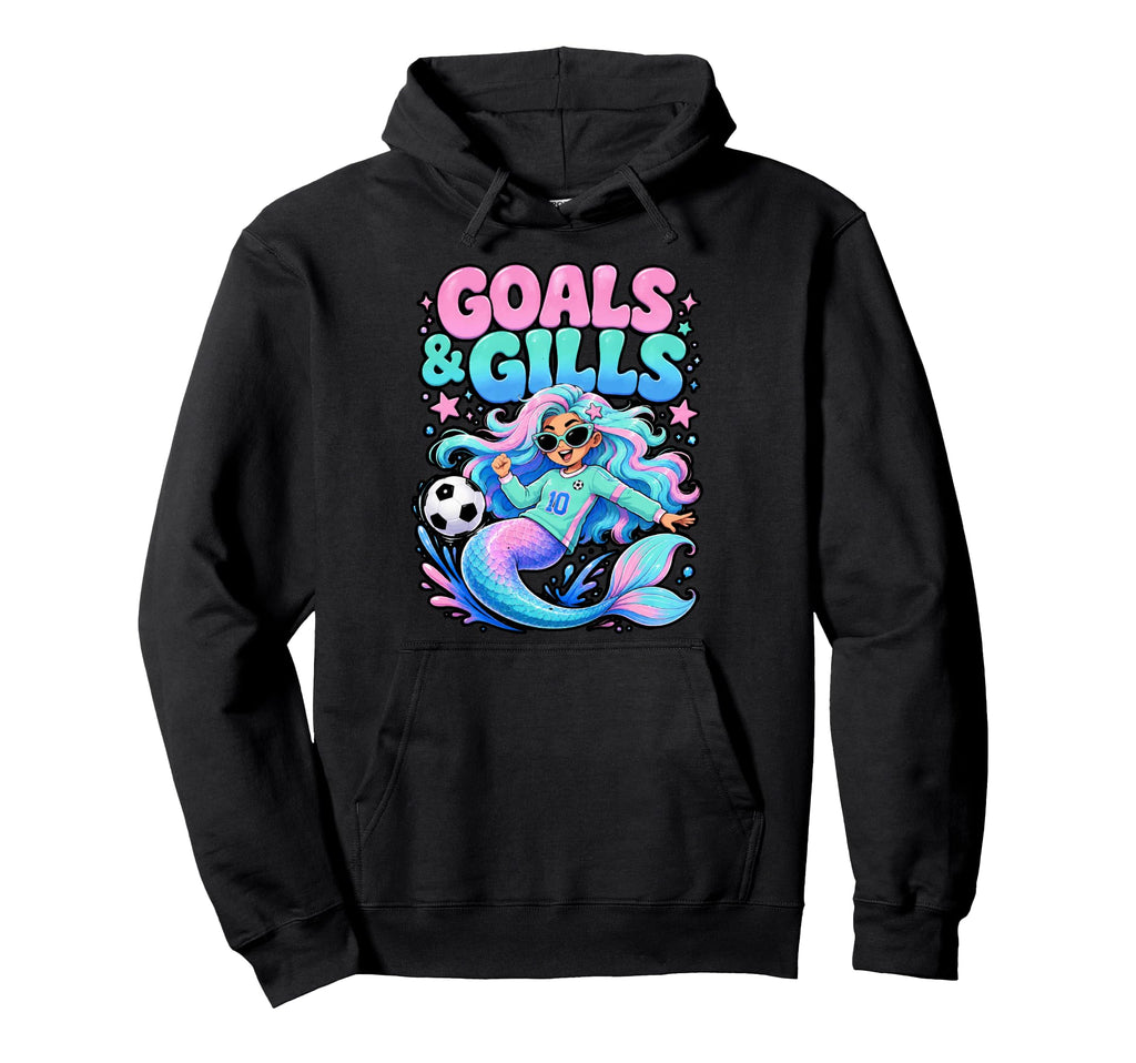 Goals And Gills Mermaid Soccer Ocean Hoodie - Minimalist Print Men Women - T-Shirt, Sweatshirt, Hoodie