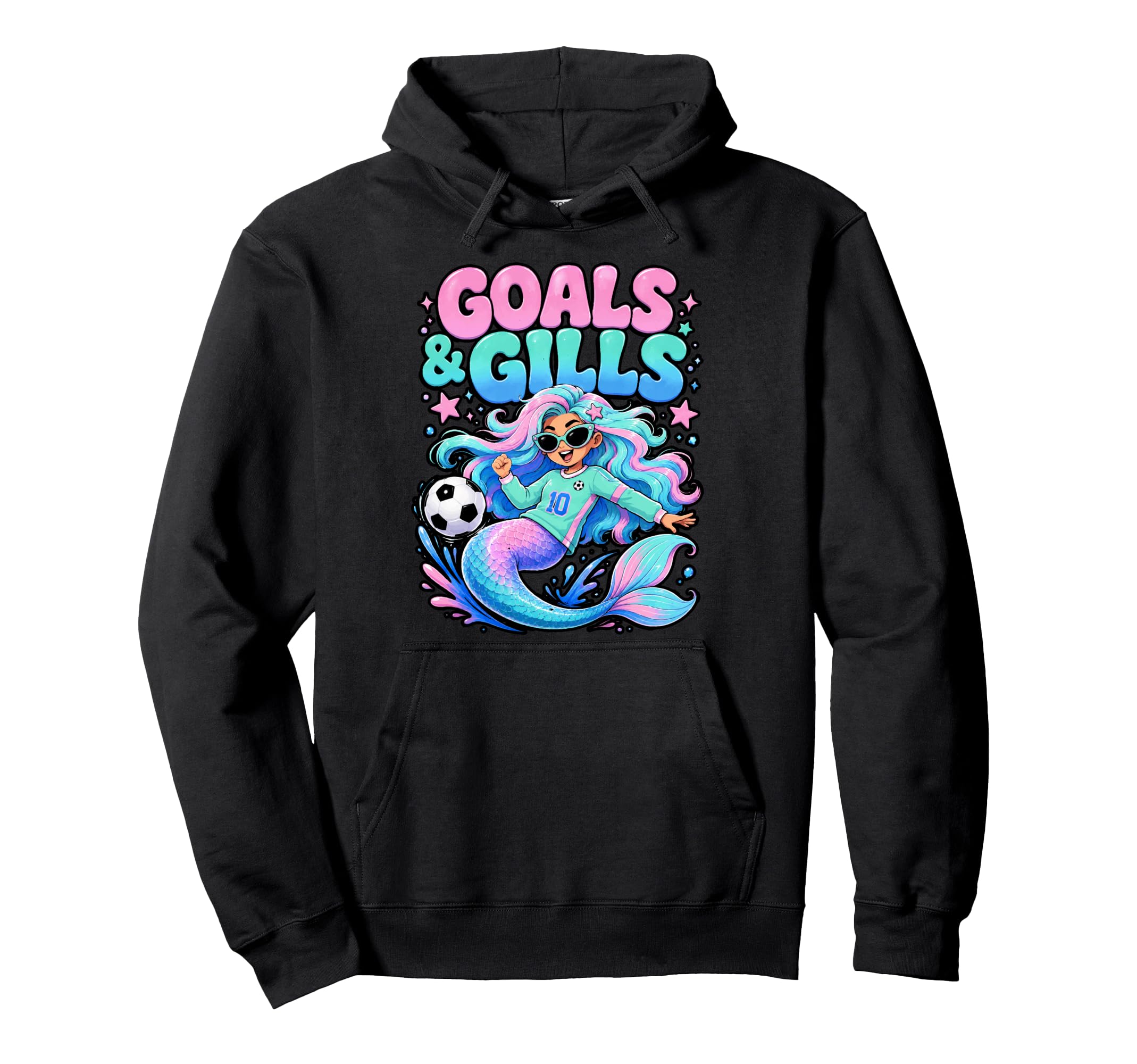 Goals And Gills Mermaid Soccer Ocean Hoodie - Minimalist Print Men Women - T-Shirt, Sweatshirt, Hoodie