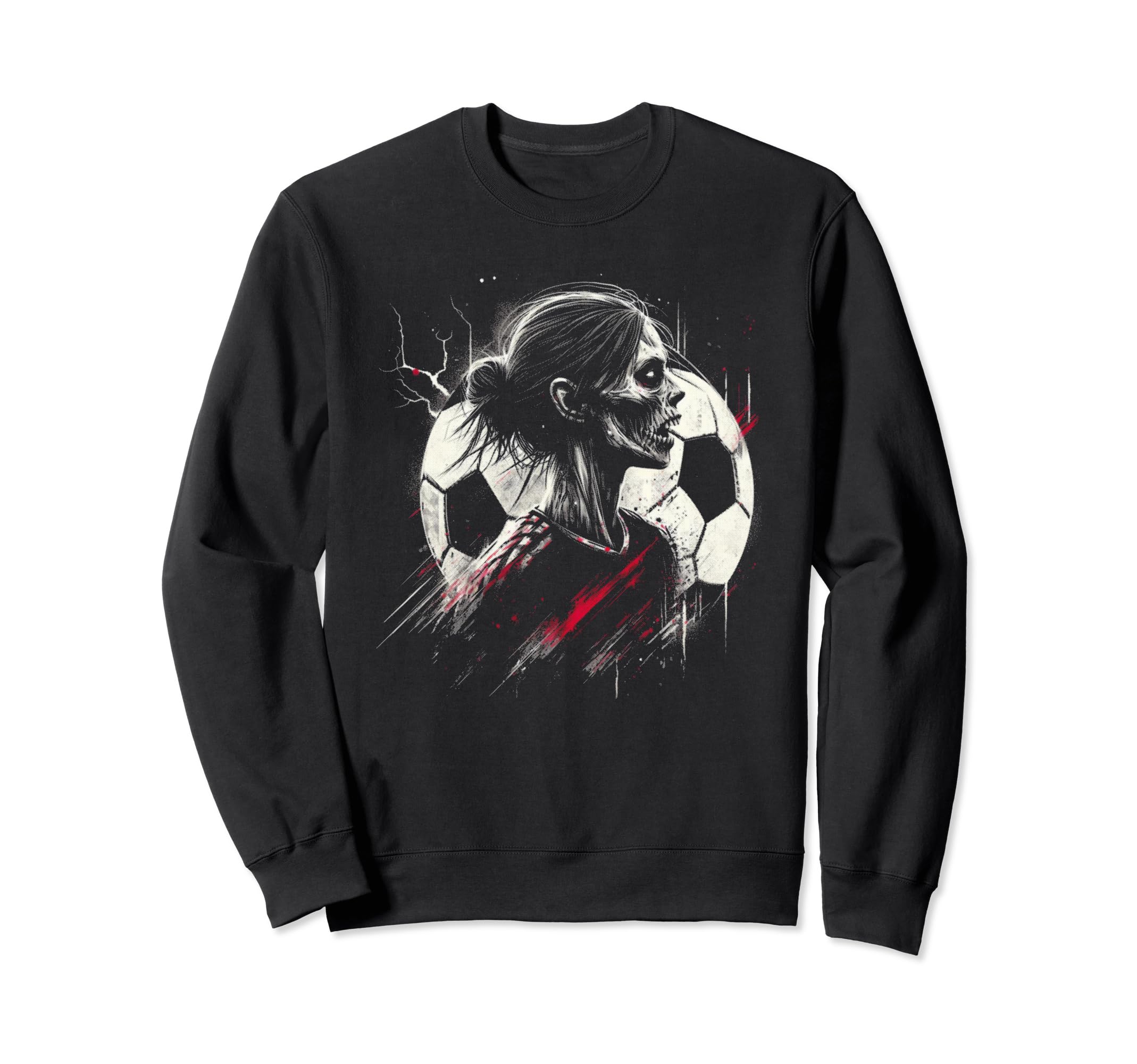 Female Zombie Soccer Player Creepy Sweatshirt - Novelty Apparel Men Women - T-Shirt, Sweatshirt, Hoodie