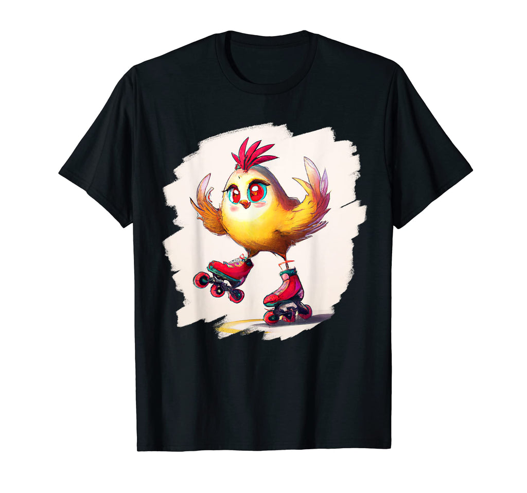 Funny Chicken Roller Skates Farm T-Shirt - Fun Novelty Design Men Women - T-Shirt, Sweatshirt, Hoodie