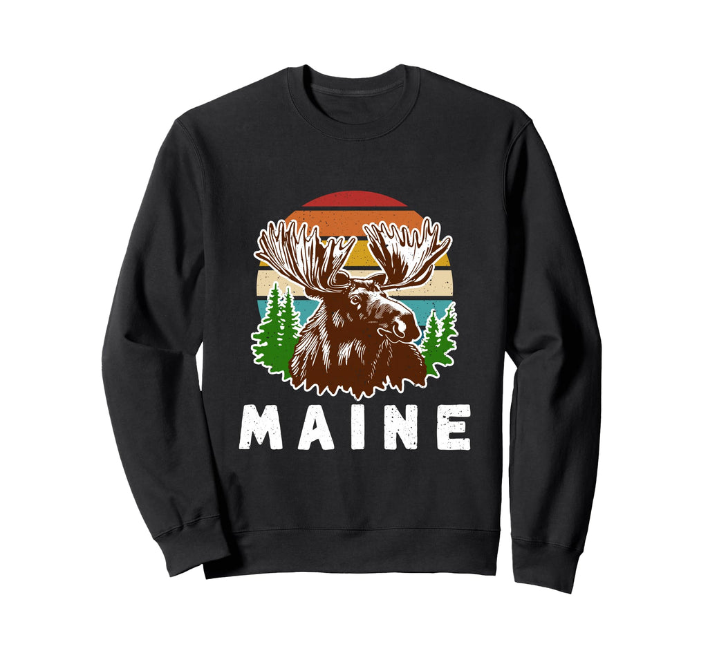 Maine Moose And Sunset Acadia Sweatshirt - Casual Everyday Wear for Adults - T-Shirt, Sweatshirt, Hoodie