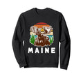 Maine Moose And Sunset Acadia Sweatshirt - Casual Everyday Wear for Adults - T-Shirt, Sweatshirt, Hoodie