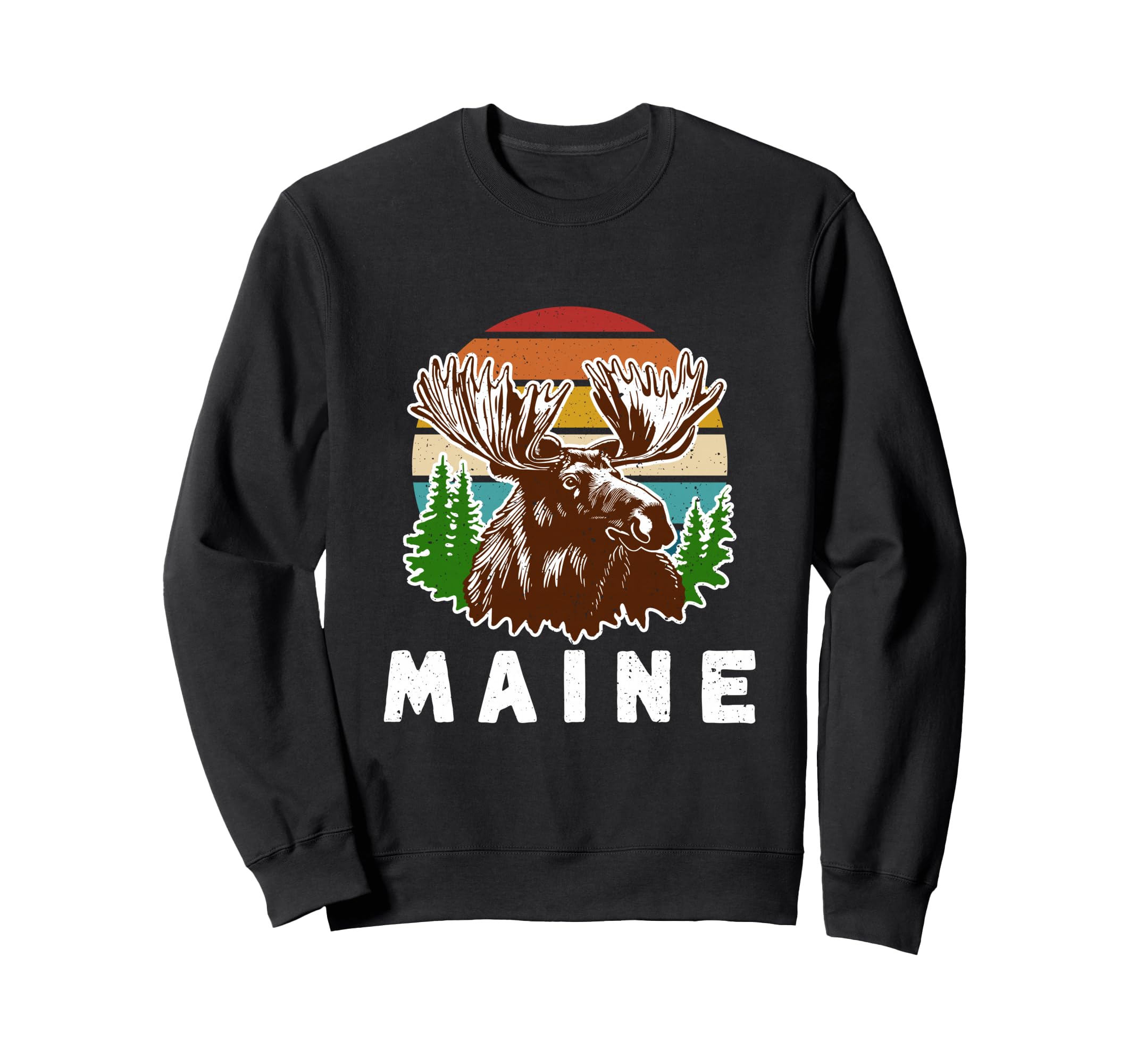 Maine Moose And Sunset Acadia Sweatshirt - Casual Everyday Wear for Adults - T-Shirt, Sweatshirt, Hoodie