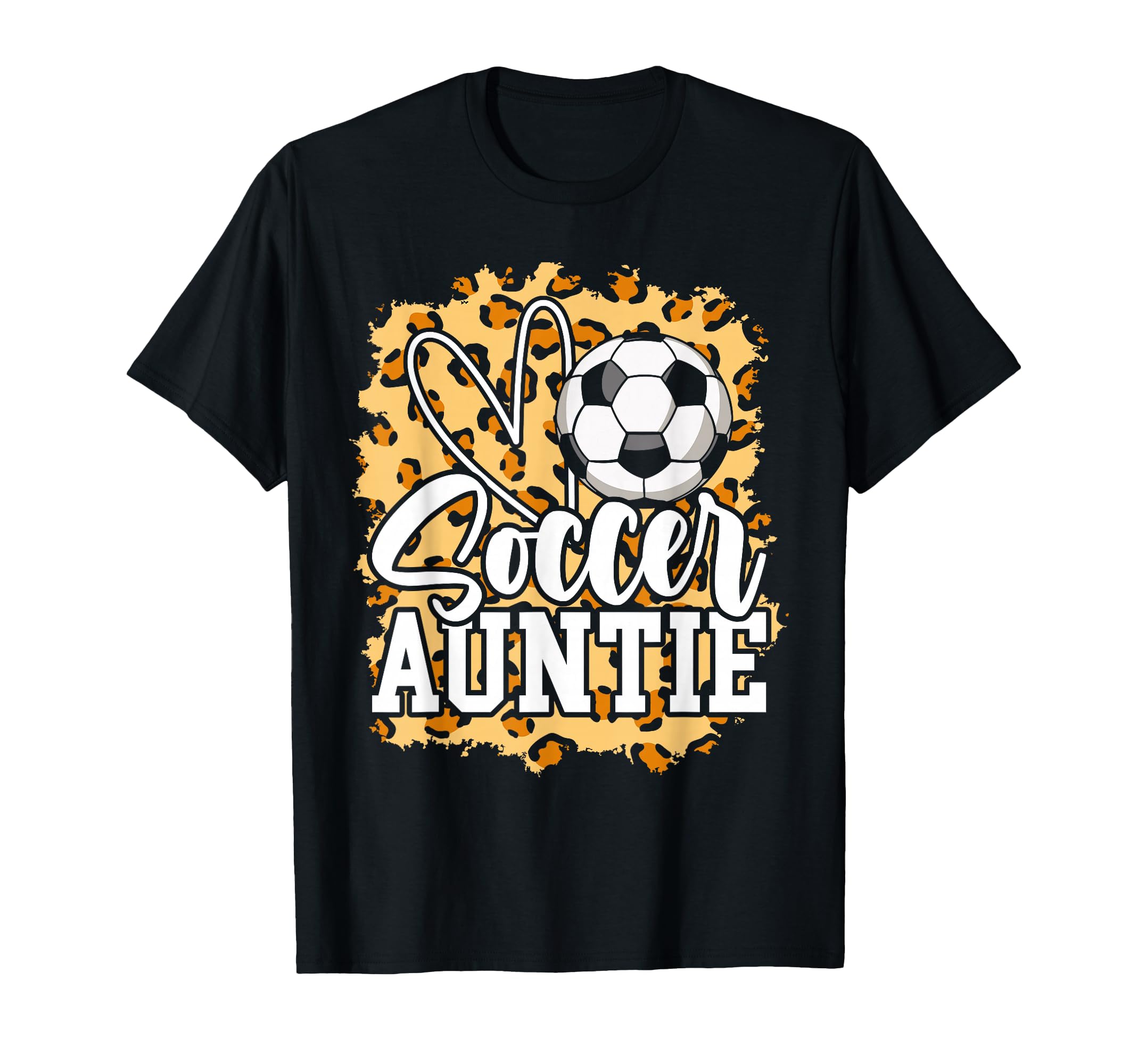 Soccer Auntie Leopard Heart T-Shirt - Trendy Graphic Unisex - T-Shirt, Sweatshirt, Hoodie