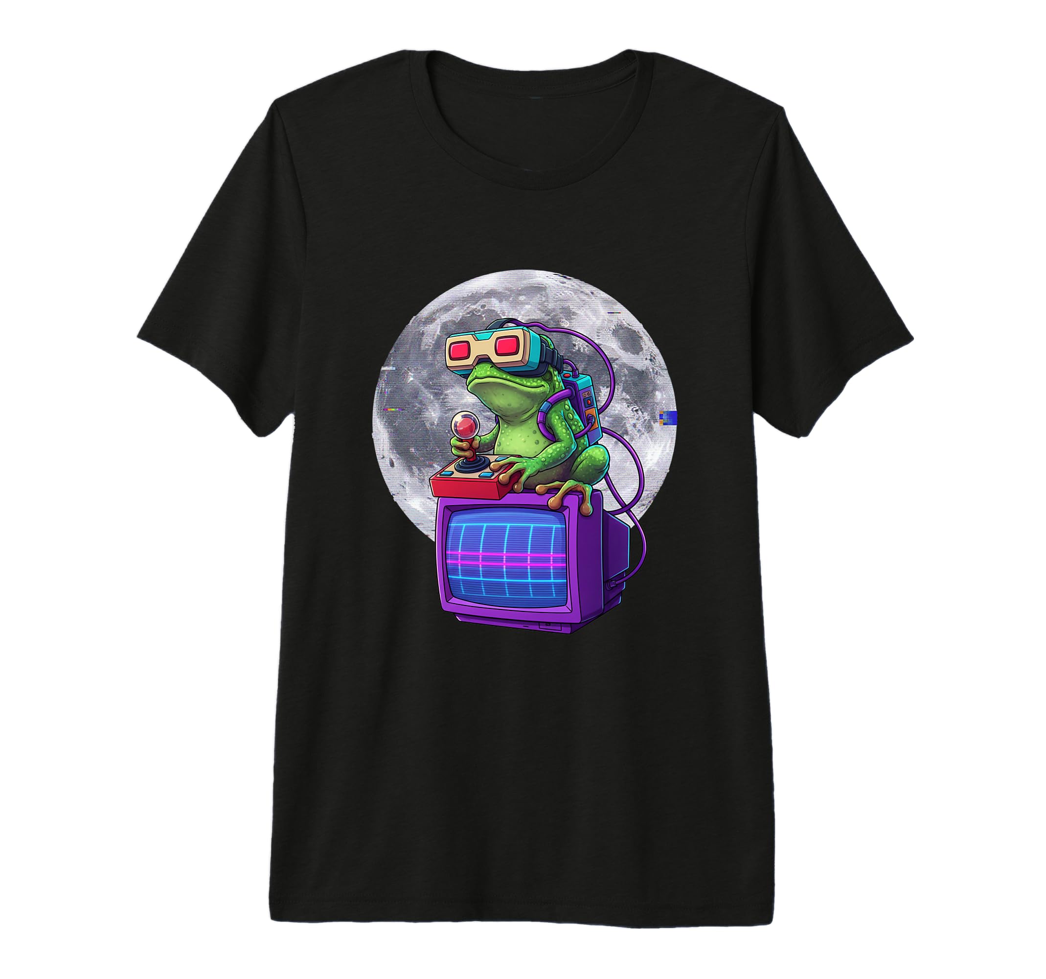 Vr Frog 80S Gamer Moon Aesthetic Tri T-Shirt - Novelty Apparel for Adults - T-Shirt, Sweatshirt, Hoodie