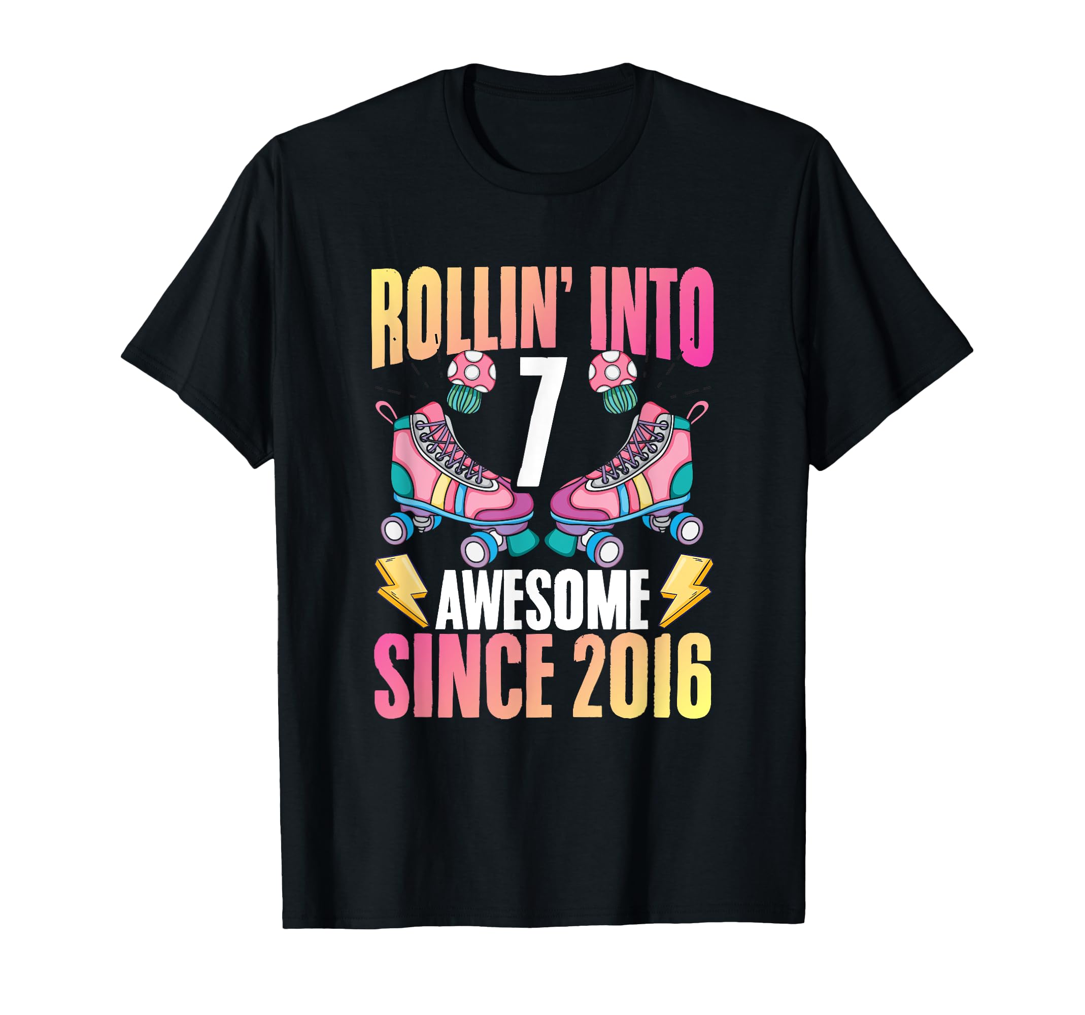 Rollin Into 7 Birthday Roller Skater T-Shirt - Minimalist Print Unisex - T-Shirt, Sweatshirt, Hoodie