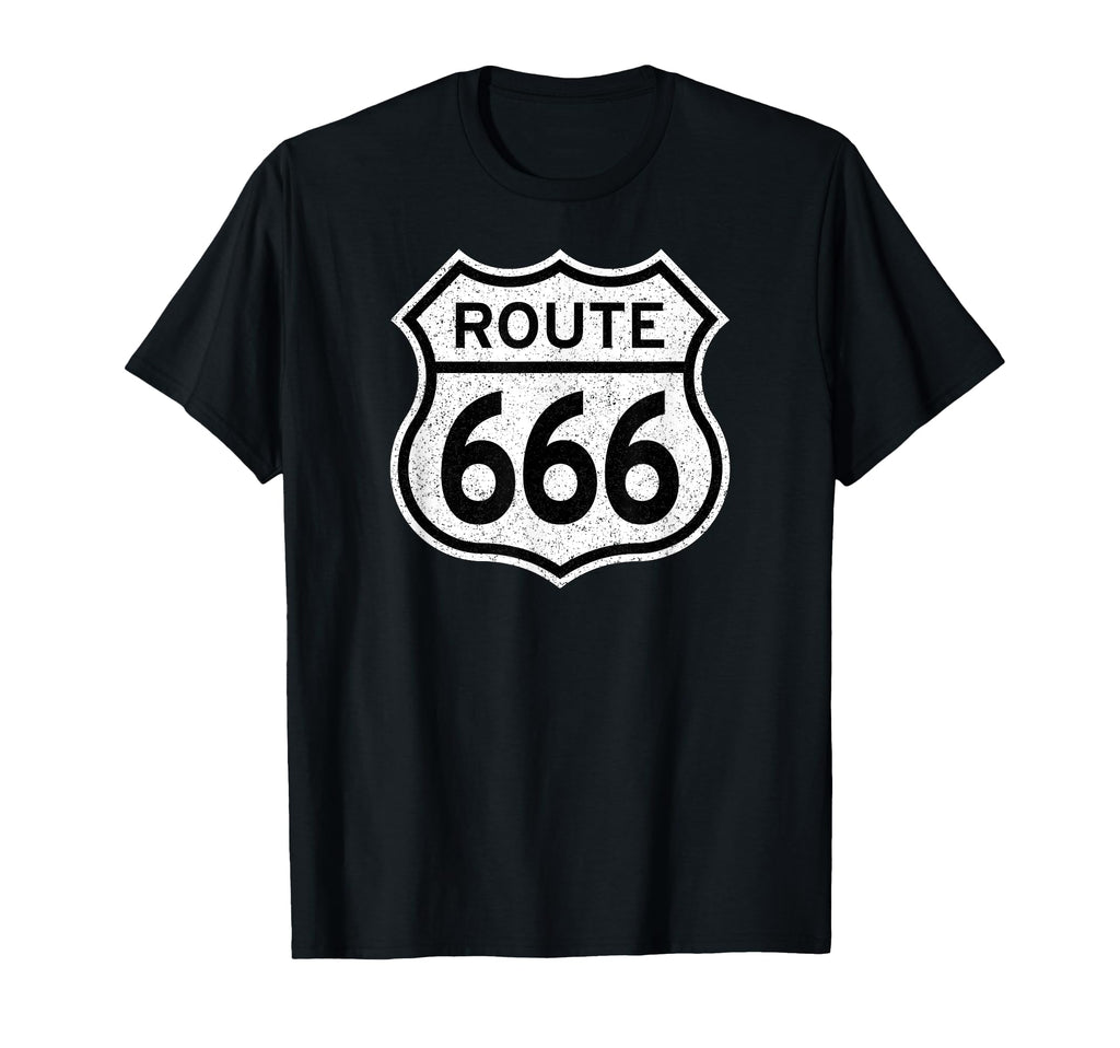 Us Route 666 Road Sign Devils T-Shirt - Casual Everyday Wear for Adults - T-Shirt, Sweatshirt, Hoodie