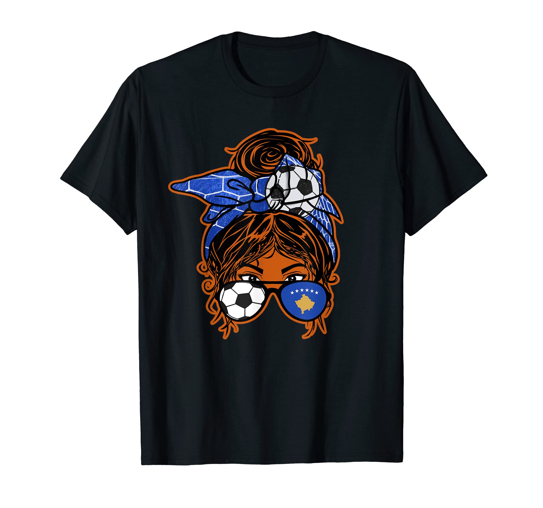 Messy Bun Hair Brown Skin Soccer T-Shirt - Fun Novelty Design Unisex - T-Shirt, Sweatshirt, Hoodie