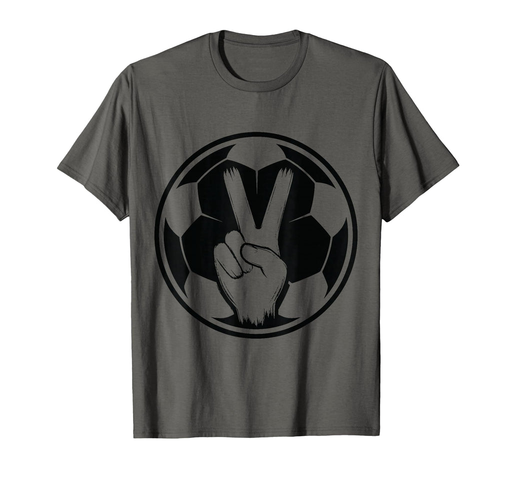Soccer Peace Sign V Fingers Ball T-Shirt - Casual Everyday Wear Men Women - T-Shirt, Sweatshirt, Hoodie