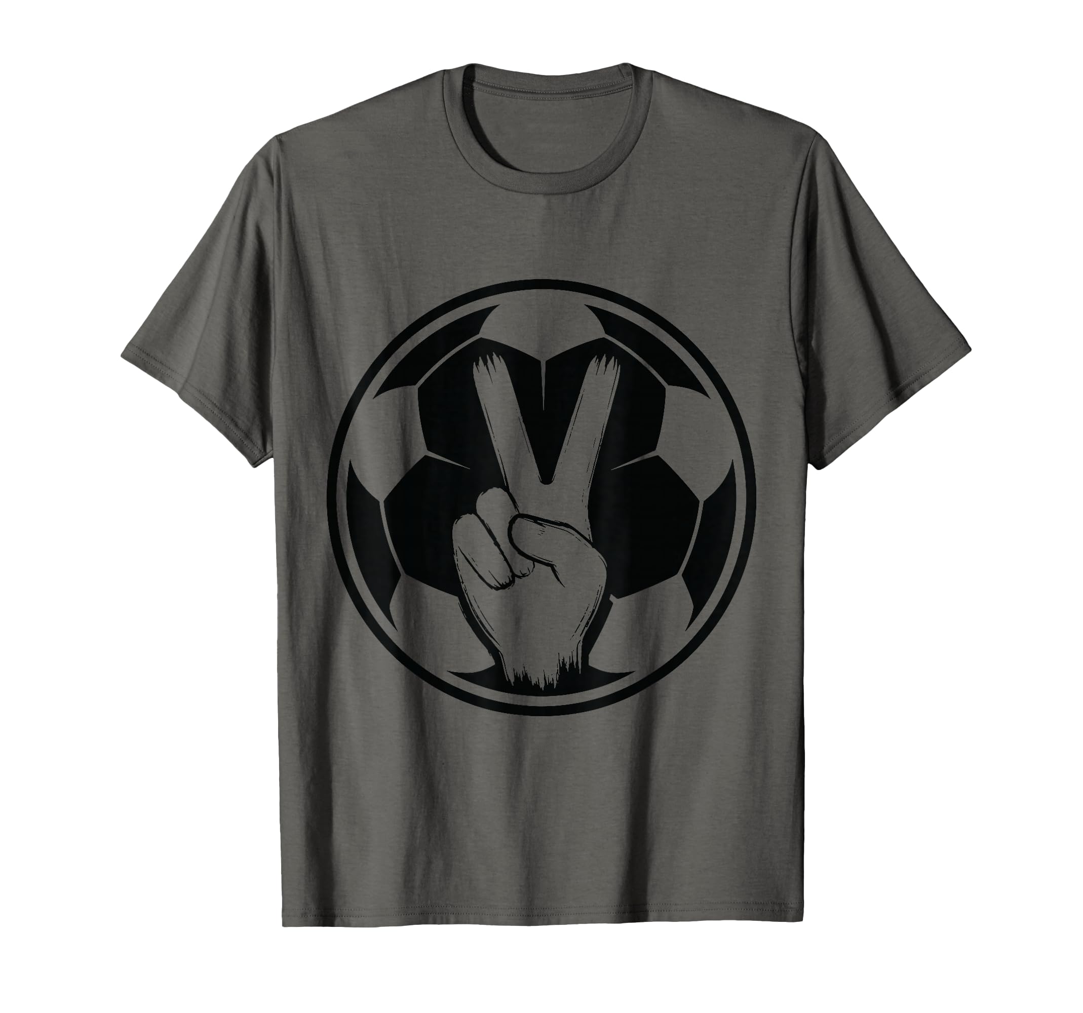 Soccer Peace Sign V Fingers Ball T-Shirt - Casual Everyday Wear Men Women - T-Shirt, Sweatshirt, Hoodie