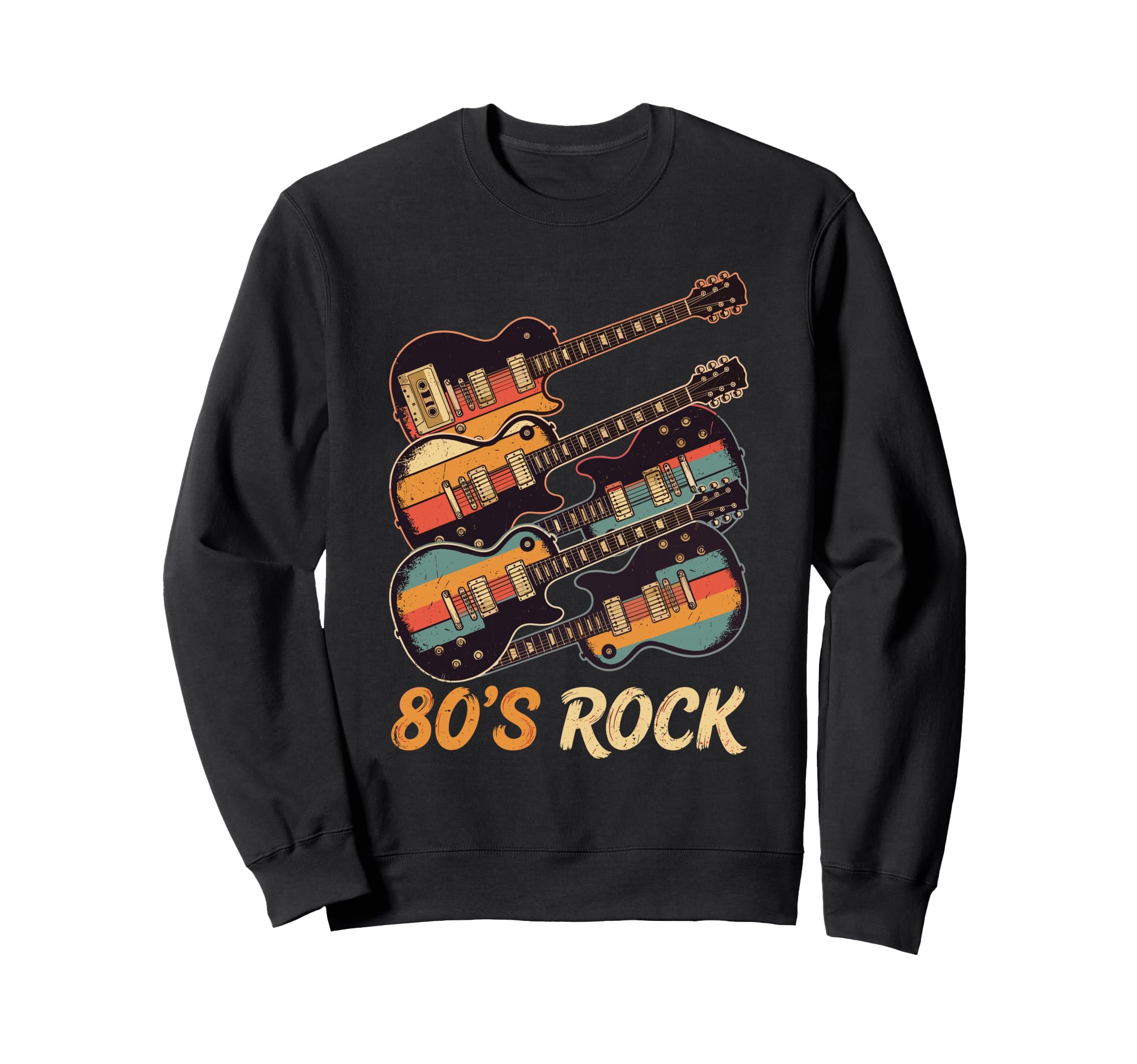 80S Rock Guitar Cassette Tape Music Sweatshirt - Trendy Graphic for Adults - T-Shirt, Sweatshirt, Hoodie