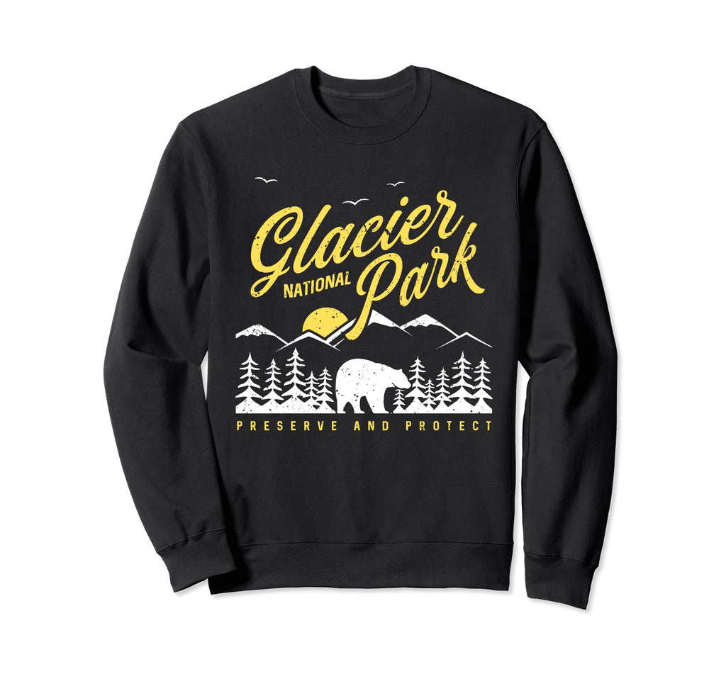 Glacier National Park Montana Bear Sweatshirt - Graphic Print Men Women - T-Shirt, Sweatshirt, Hoodie