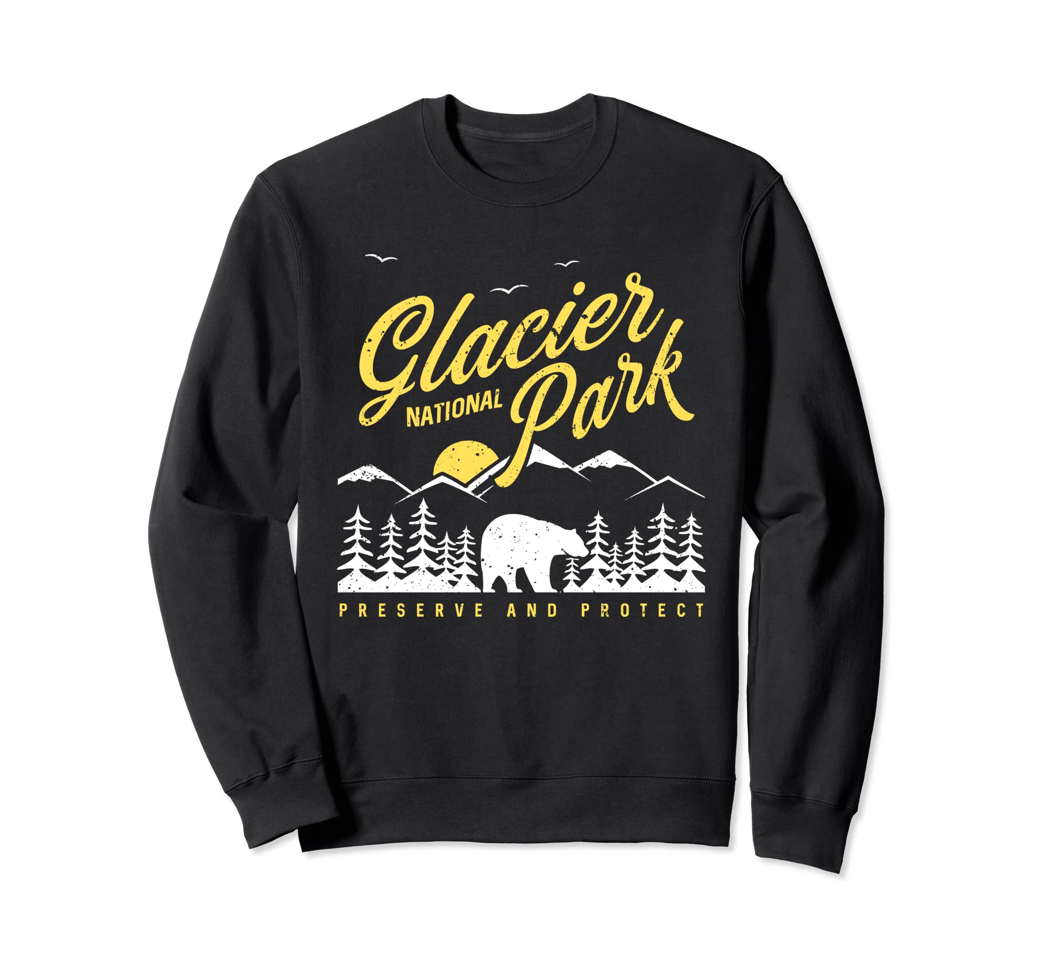 Glacier National Park Montana Bear Sweatshirt - Graphic Print Men Women - T-Shirt, Sweatshirt, Hoodie