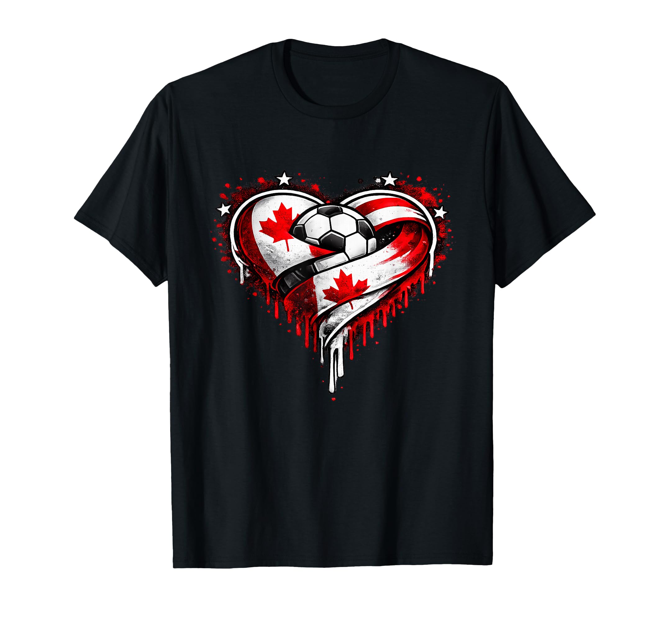 Canada Soccer Ball Flag Love Drip T-Shirt - Novelty Apparel Unisex - T-Shirt, Sweatshirt, Hoodie