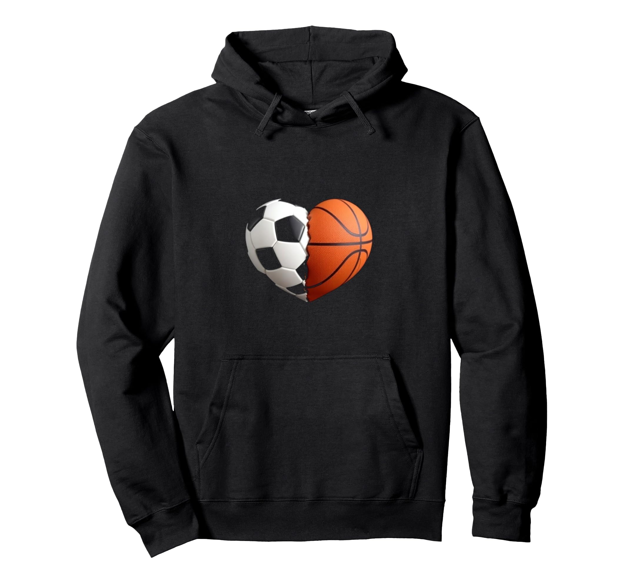 Split Heart Soccer Basketball Hoodie - Casual Everyday Wear Unisex - T-Shirt, Sweatshirt, Hoodie