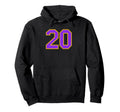 Yellow Purple Sport Team Number 20 Hoodie - Novelty Apparel for Adults - T-Shirt, Sweatshirt, Hoodie