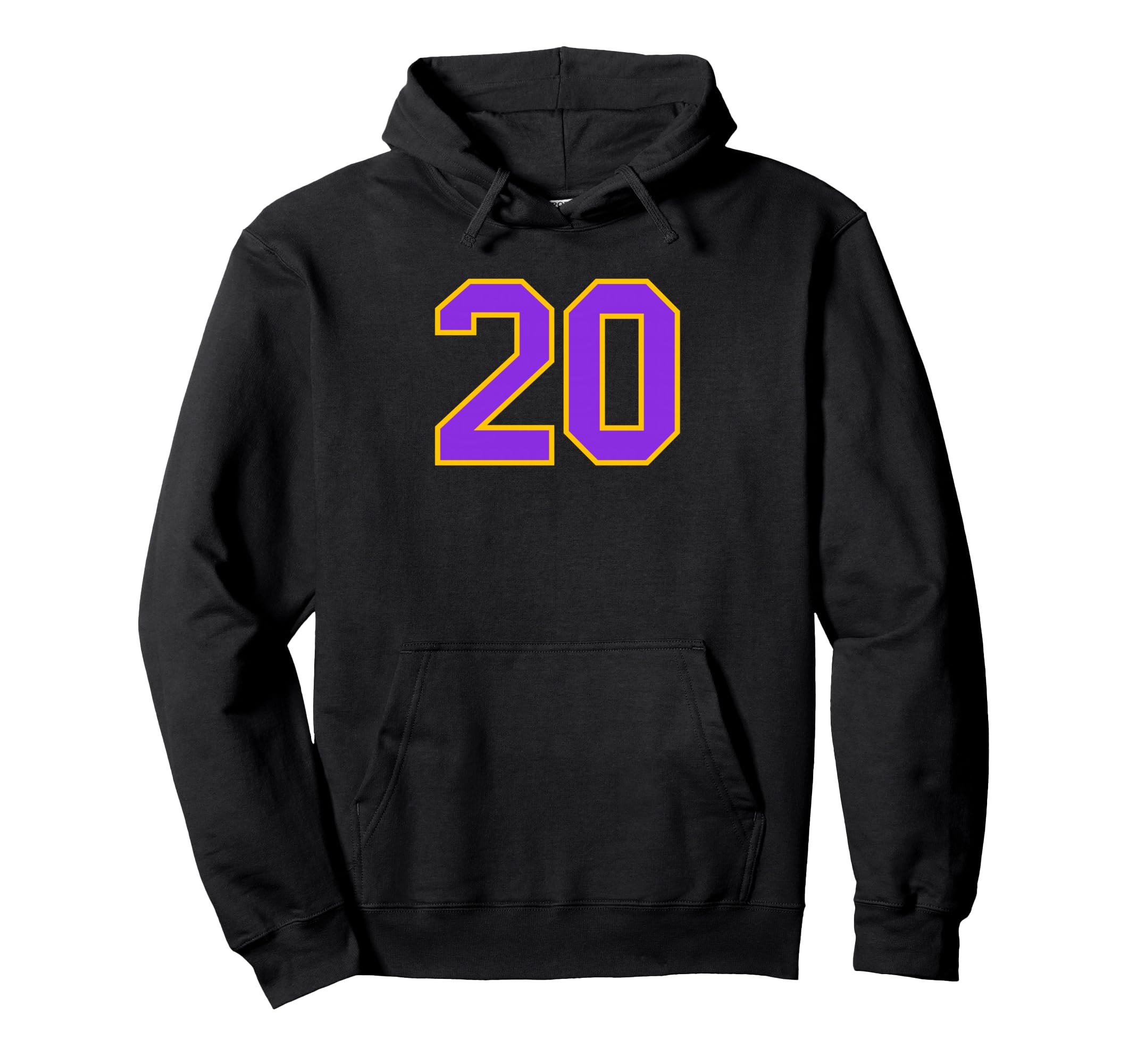 Yellow Purple Sport Team Number 20 Hoodie - Novelty Apparel for Adults - T-Shirt, Sweatshirt, Hoodie