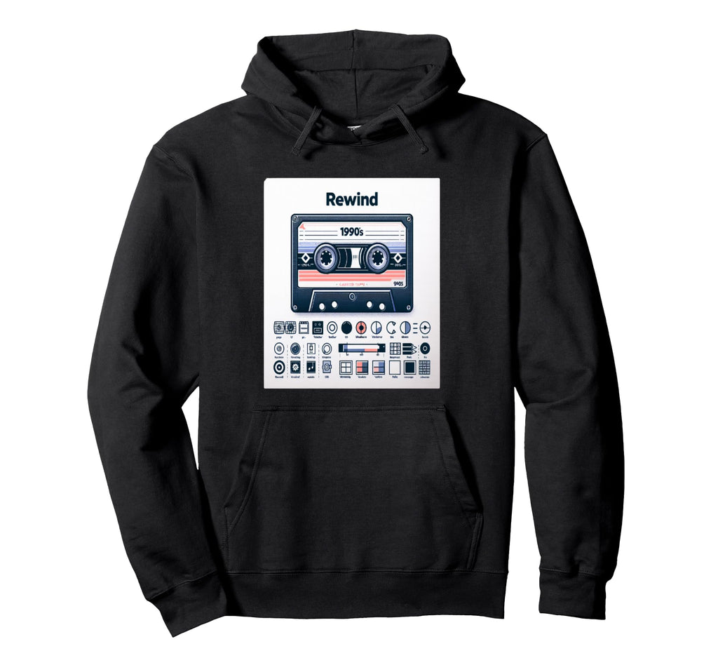 Rewind Cassette Tape 90S Music Hoodie - Custom Art Print Men Women - T-Shirt, Sweatshirt, Hoodie