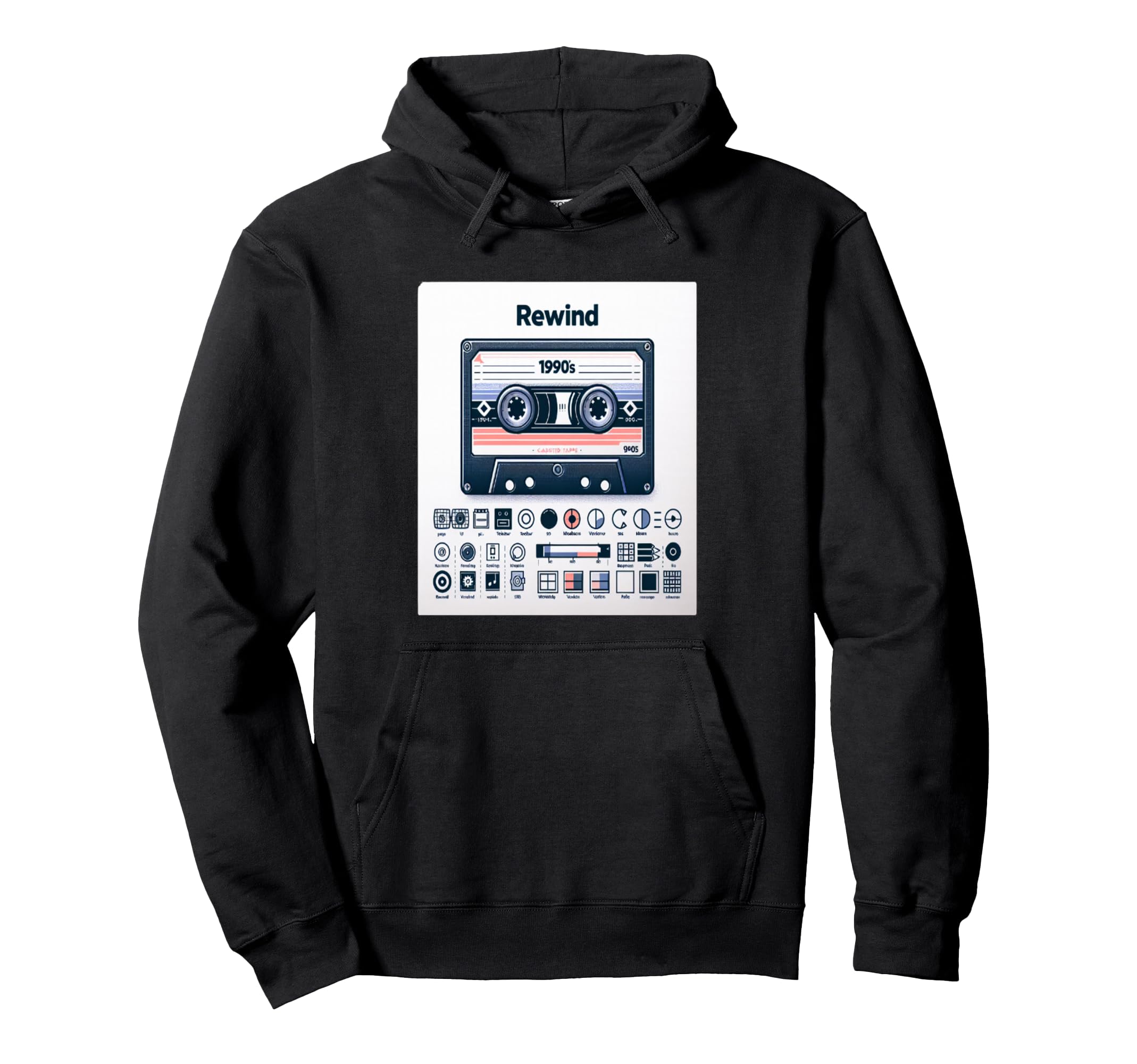 Rewind Cassette Tape 90S Music Hoodie - Custom Art Print Men Women - T-Shirt, Sweatshirt, Hoodie