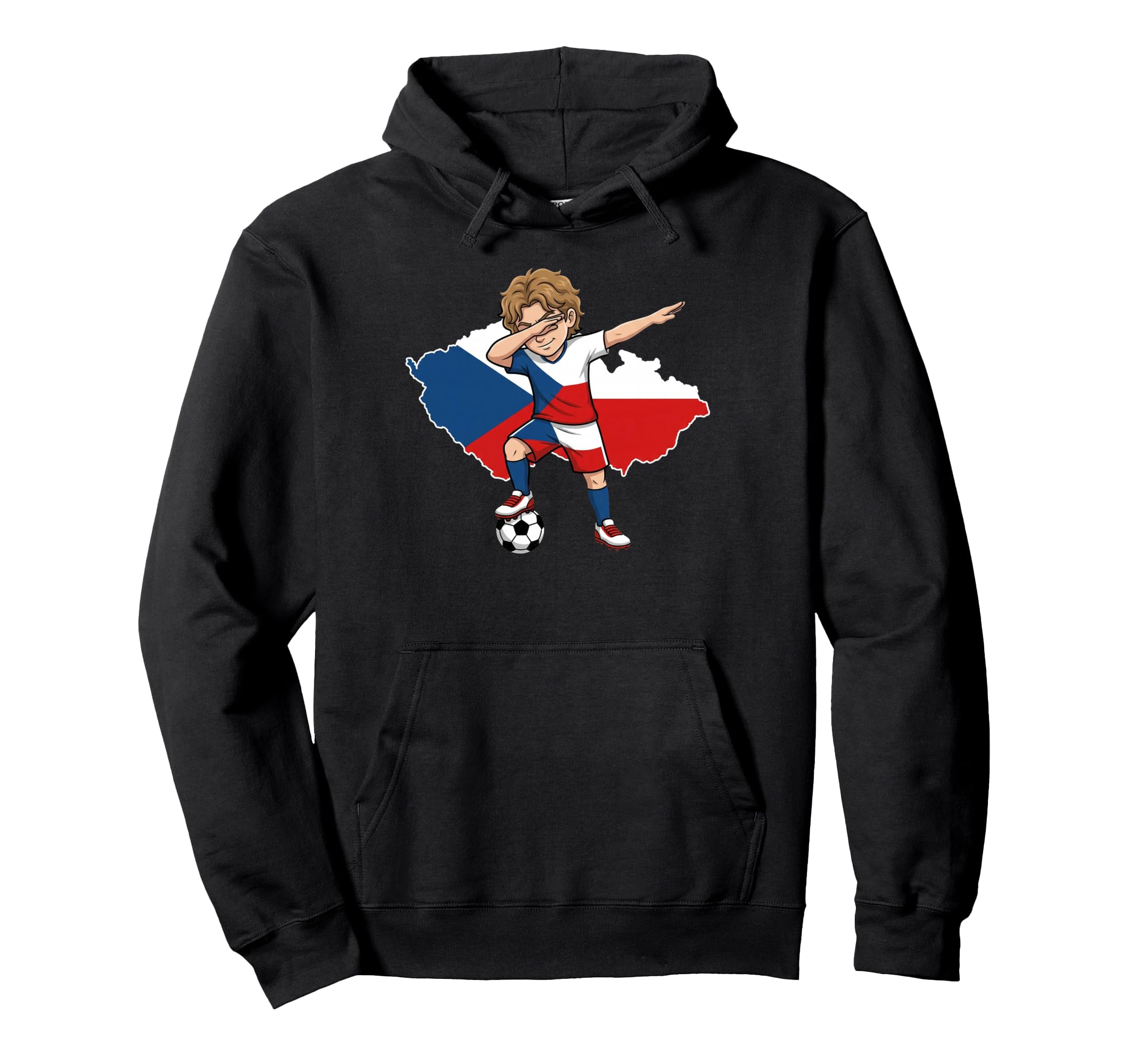 Czech Republic Soccer Dab Flag Hoodie - Fun Novelty Design for Adults - T-Shirt, Sweatshirt, Hoodie