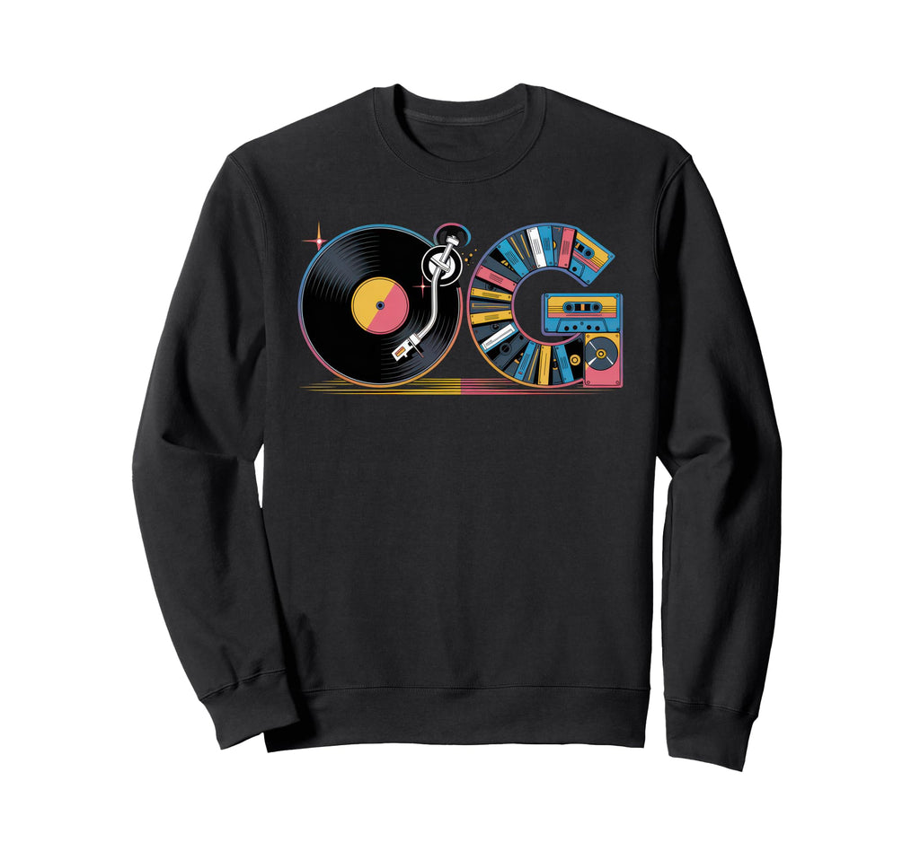 Old School Og Hip Hop Vinyl Cds Sweatshirt - Graphic Print for Adults - T-Shirt, Sweatshirt, Hoodie