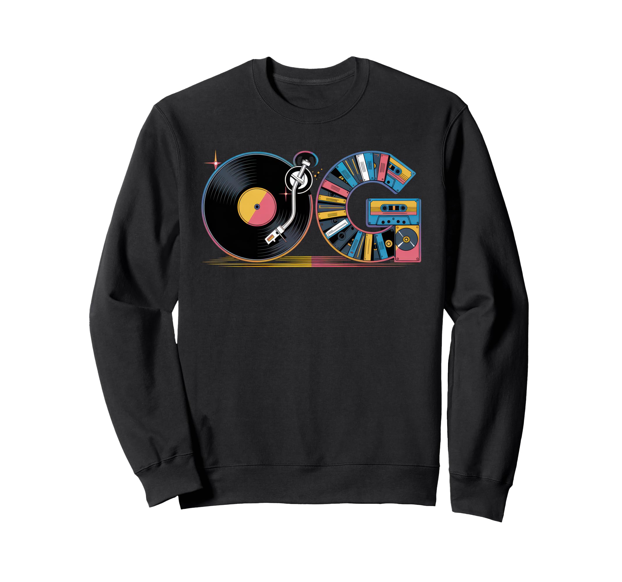 Old School Og Hip Hop Vinyl Cds Sweatshirt - Graphic Print for Adults - T-Shirt, Sweatshirt, Hoodie