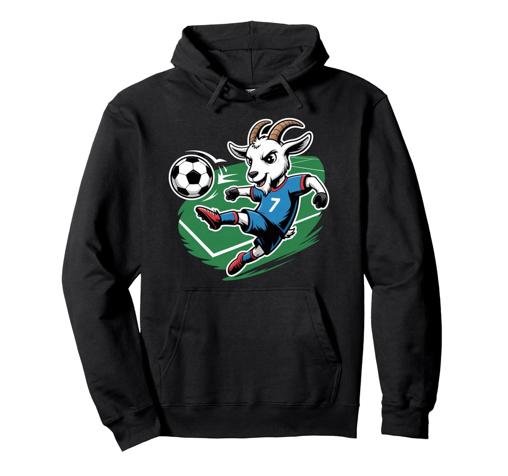 Football Goat Striker Number 7 Kicking Hoodie - Unique Graphic Unisex - T-Shirt, Sweatshirt, Hoodie
