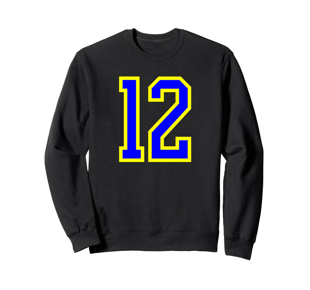 Blue Yellow Sport Team Number 12 Sweatshirt - Trendy Graphic Unisex - T-Shirt, Sweatshirt, Hoodie