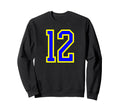 Blue Yellow Sport Team Number 12 Sweatshirt - Trendy Graphic Unisex - T-Shirt, Sweatshirt, Hoodie