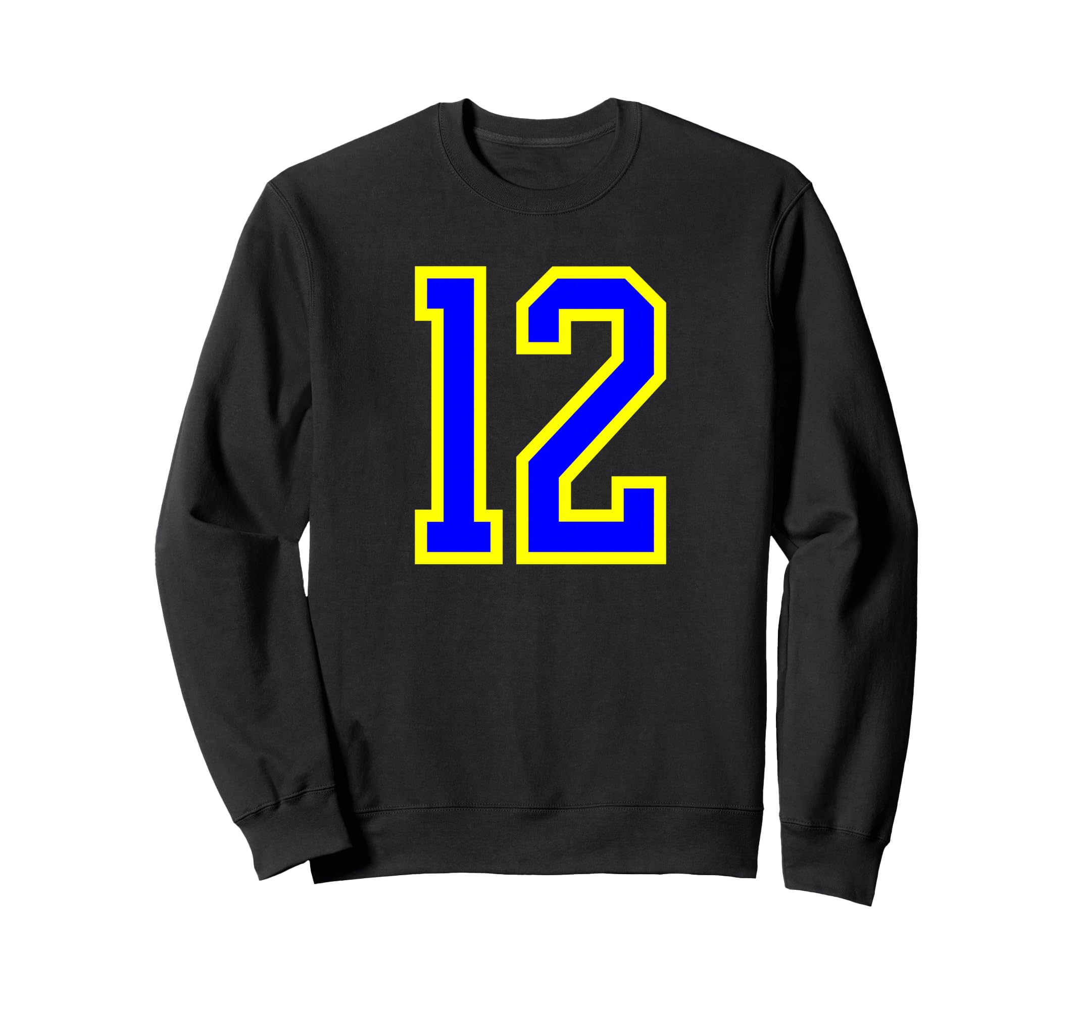 Blue Yellow Sport Team Number 12 Sweatshirt - Trendy Graphic Unisex - T-Shirt, Sweatshirt, Hoodie