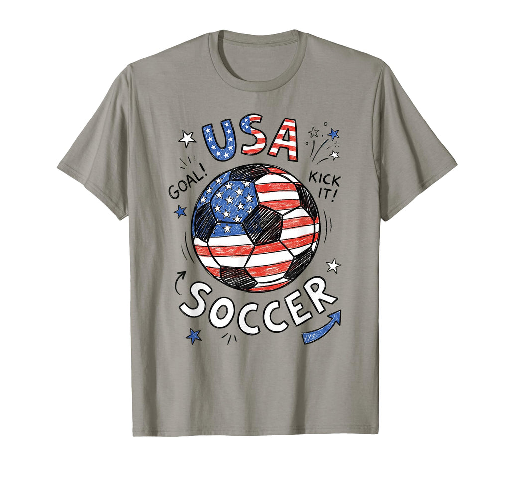 American Flag Soccer Ball Football Ball T-Shirt - Graphic Print for Adults - T-Shirt, Sweatshirt, Hoodie