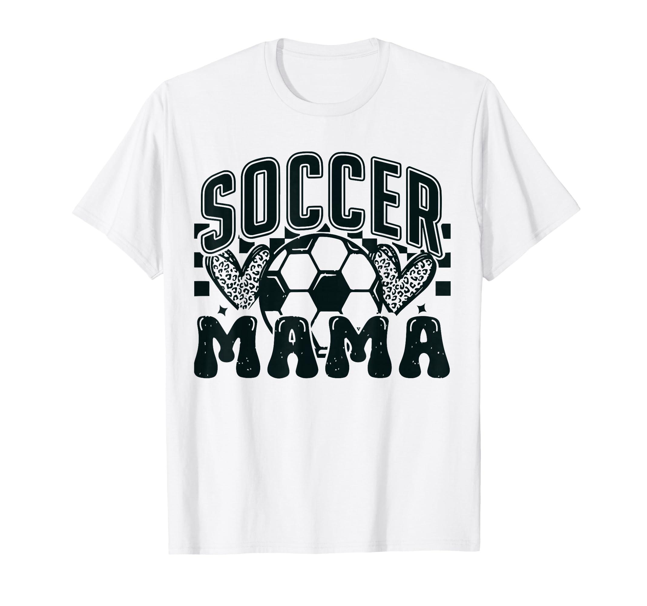 Heart Soccer Mama Checkered Soccer T-Shirt - Casual Everyday Wear Unisex - T-Shirt, Sweatshirt, Hoodie