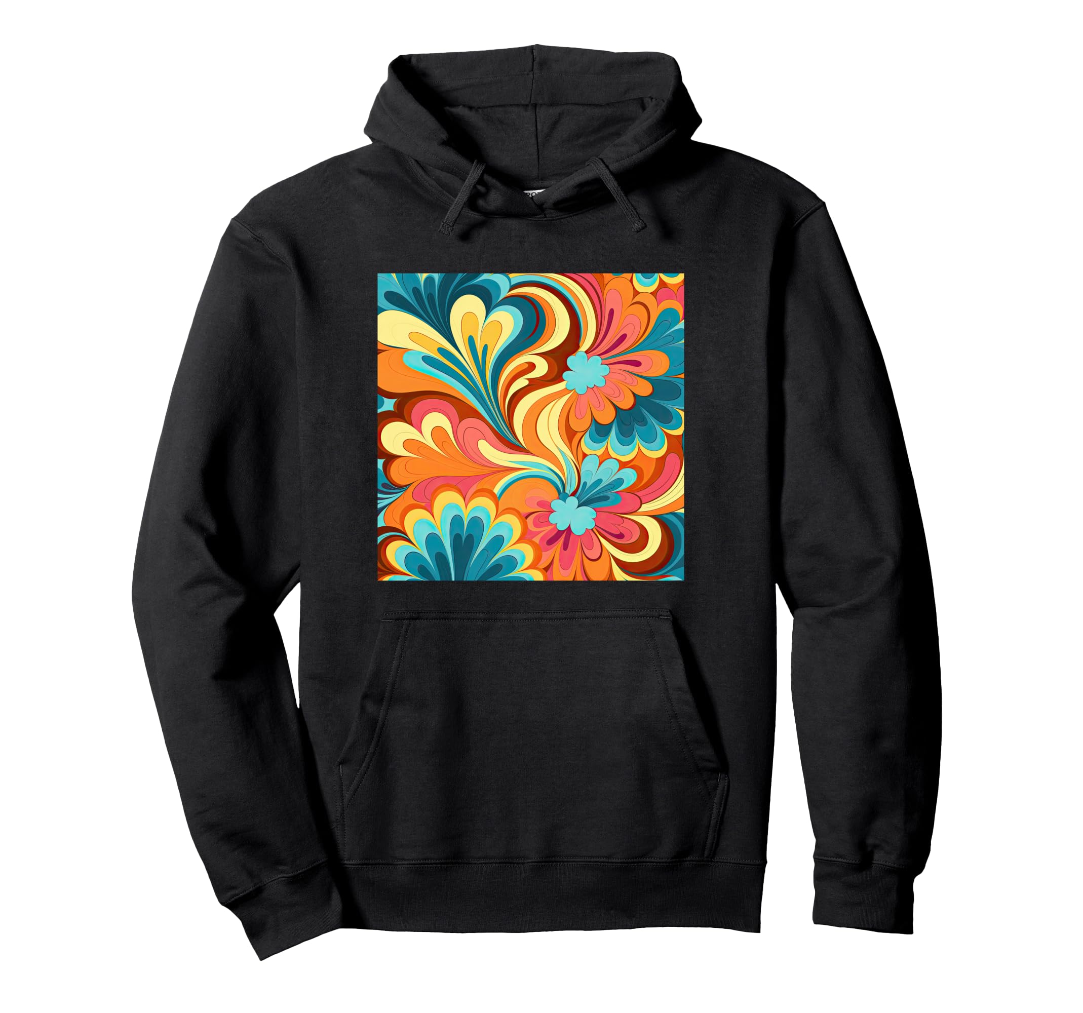 70S Wallpaper Flowers Floral Pattern Hoodie - Aesthetic Graphic for Adults - T-Shirt, Sweatshirt, Hoodie