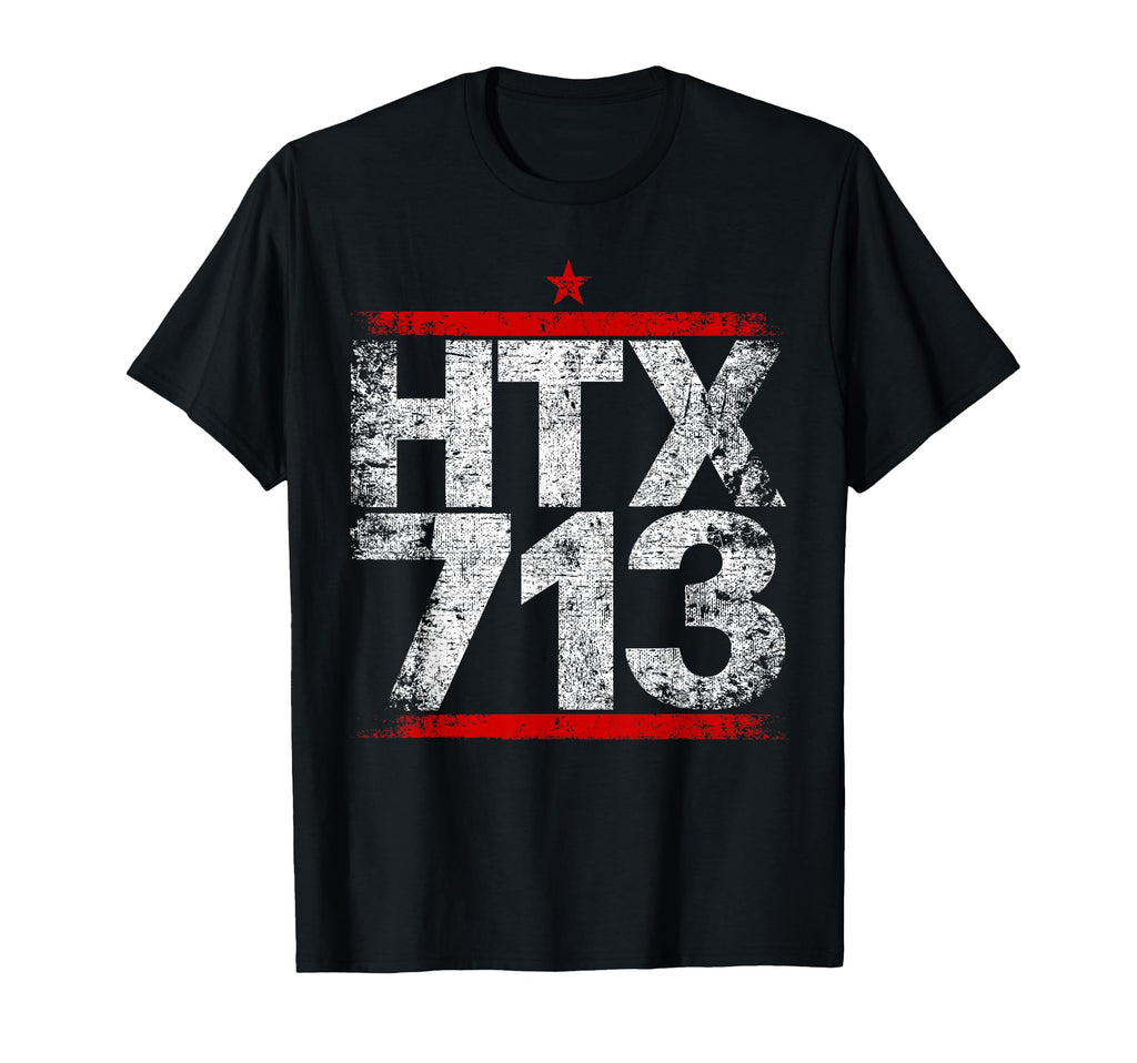 Htx 713 Houston Strong H Town Distressed T-Shirt - Custom Art Print Unisex - T-Shirt, Sweatshirt, Hoodie