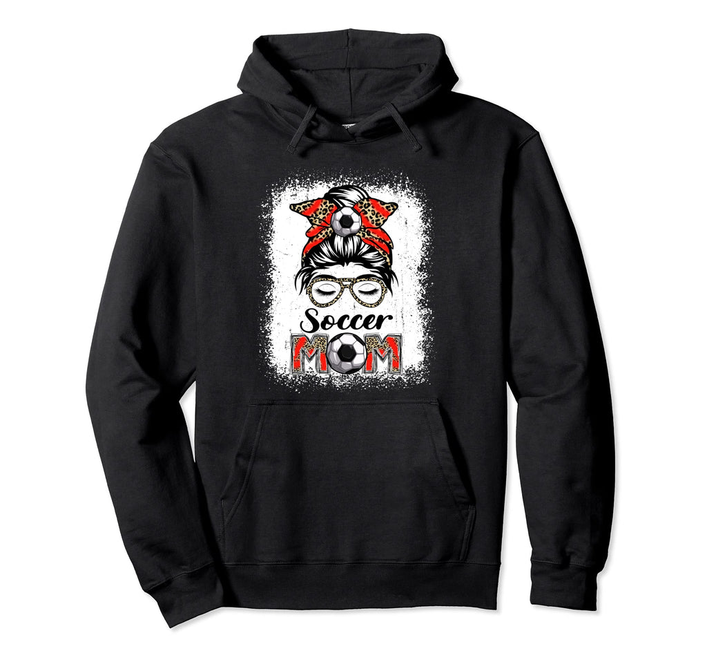 Soccer Mom Game Day Messy Bun Leopard Hoodie - Custom Art Print Unisex - T-Shirt, Sweatshirt, Hoodie