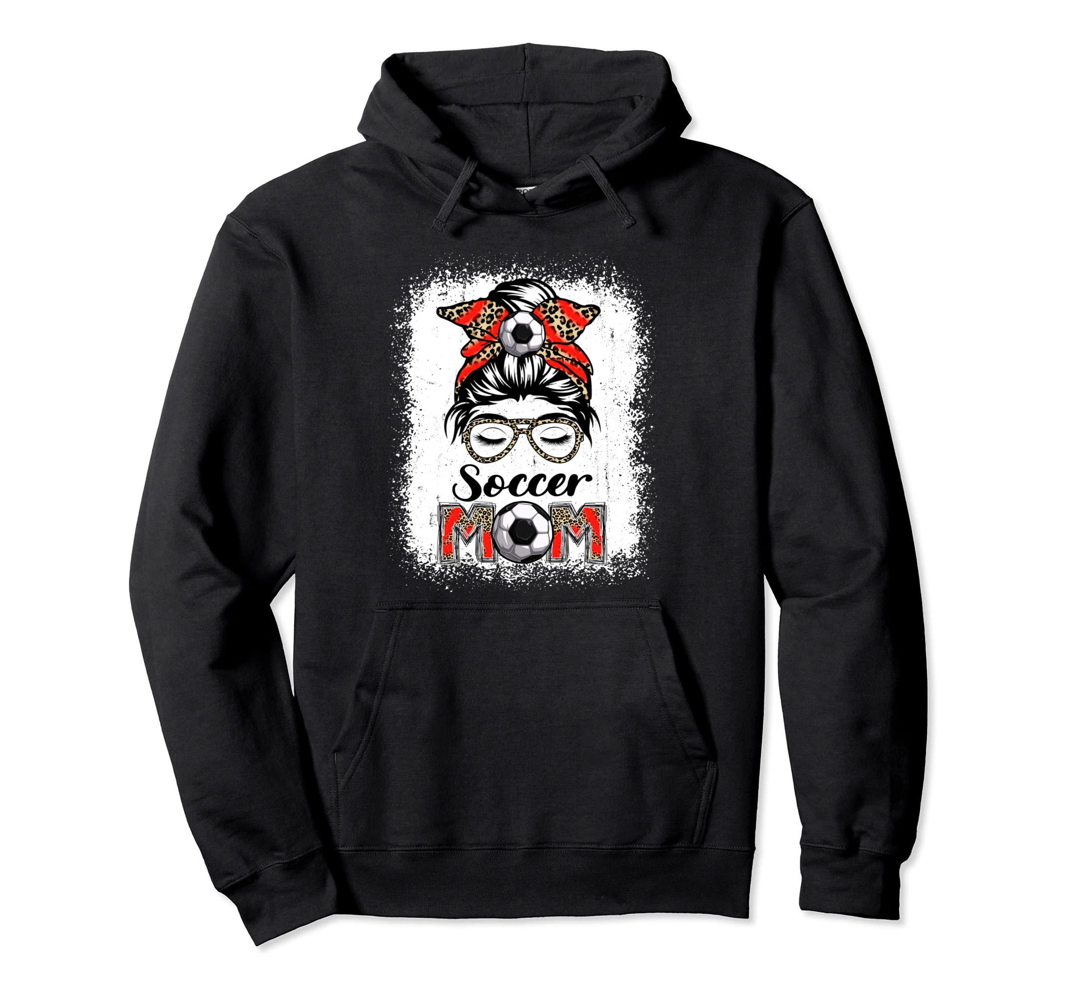 Soccer Mom Game Day Messy Bun Leopard Hoodie - Custom Art Print Unisex - T-Shirt, Sweatshirt, Hoodie