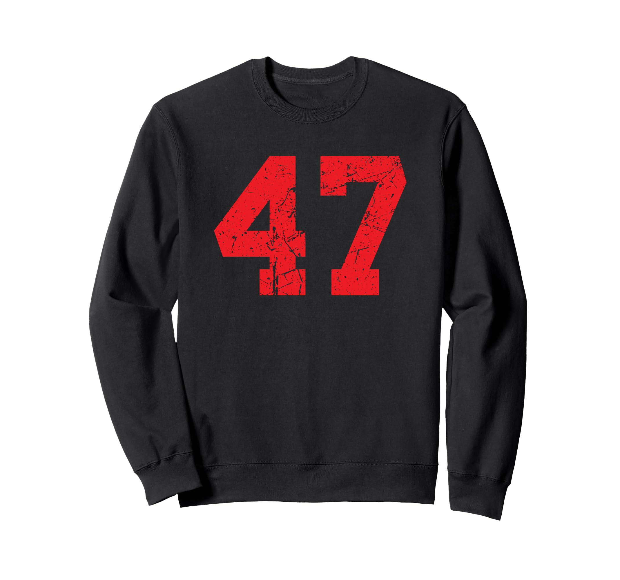 Red Distressed Sports Team Number 47 Sweatshirt - Minimalist Print Unisex - T-Shirt, Sweatshirt, Hoodie