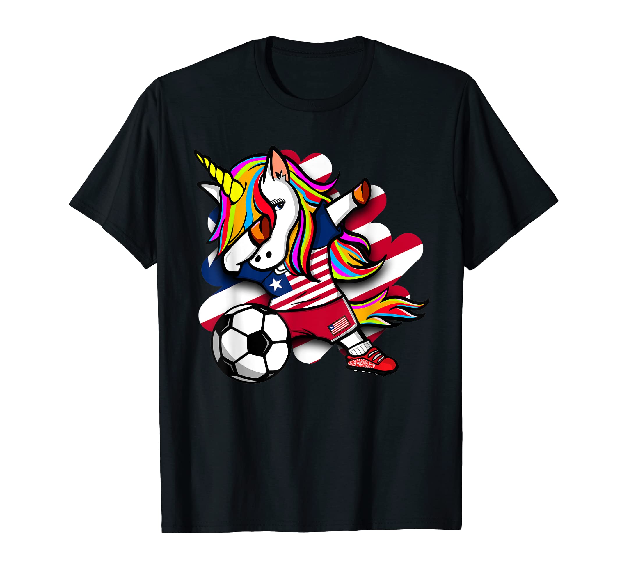 Dabbing Unicorn Liberia Soccer Fans T-Shirt - Streetwear Style Men Women - T-Shirt, Sweatshirt, Hoodie