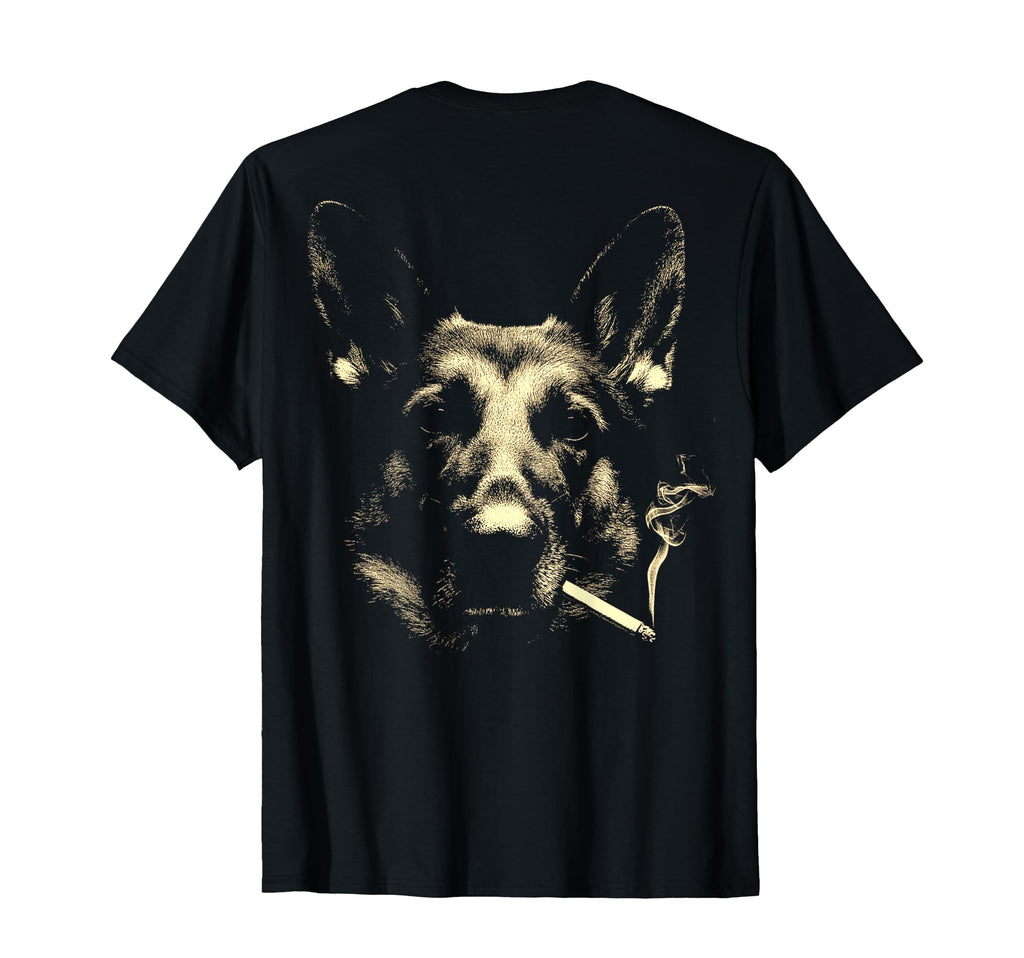 German Shepherd Smoking Cigarette T-Shirt - Fun Novelty Design Unisex - T-Shirt, Sweatshirt, Hoodie