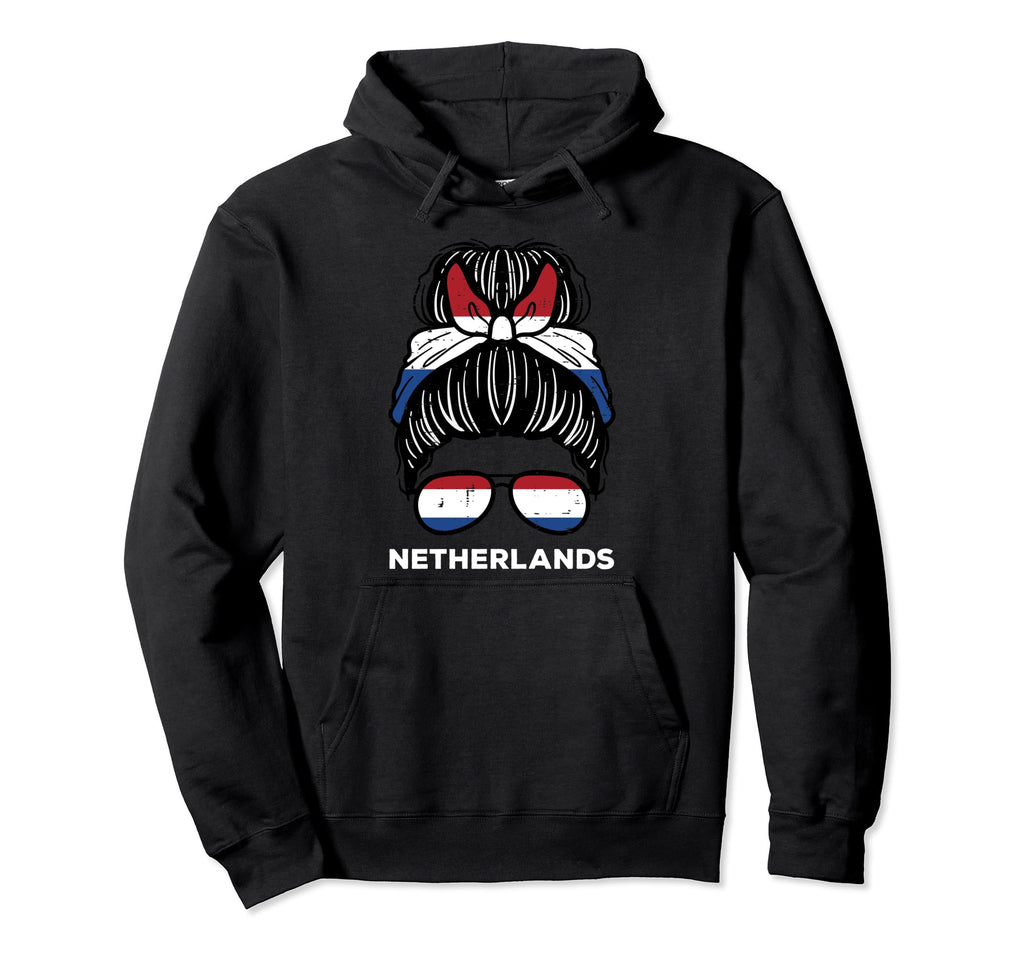 Netherlands Flag Hairbun Football Soccer Hoodie - Minimalist Print Unisex - T-Shirt, Sweatshirt, Hoodie