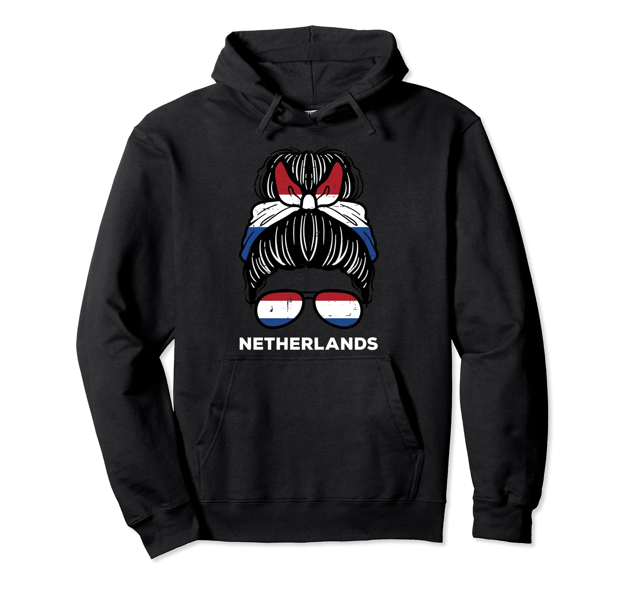 Netherlands Flag Hairbun Football Soccer Hoodie - Minimalist Print Unisex - T-Shirt, Sweatshirt, Hoodie