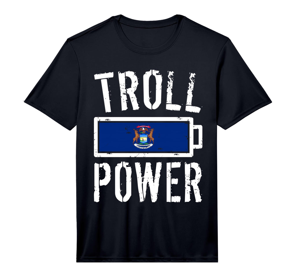 Michigan Flag Troll Power Battery Proud T-Shirt - Unique Graphic Men Women - T-Shirt, Sweatshirt, Hoodie