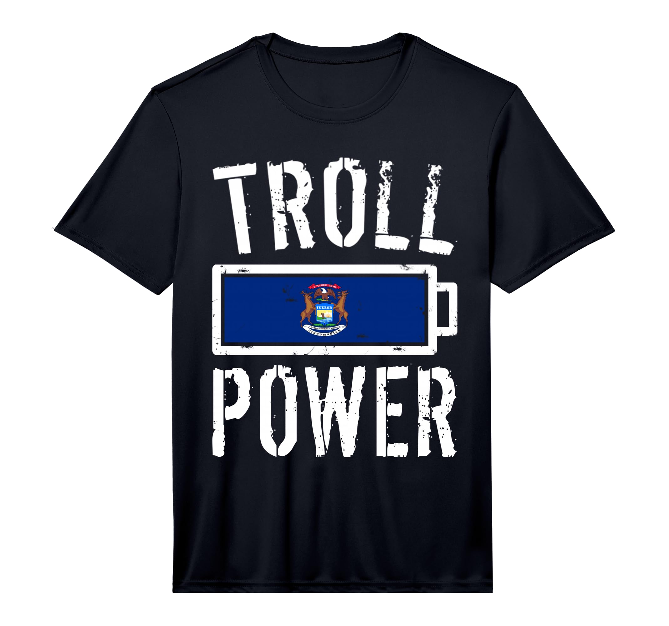 Michigan Flag Troll Power Battery Proud T-Shirt - Unique Graphic Men Women - T-Shirt, Sweatshirt, Hoodie