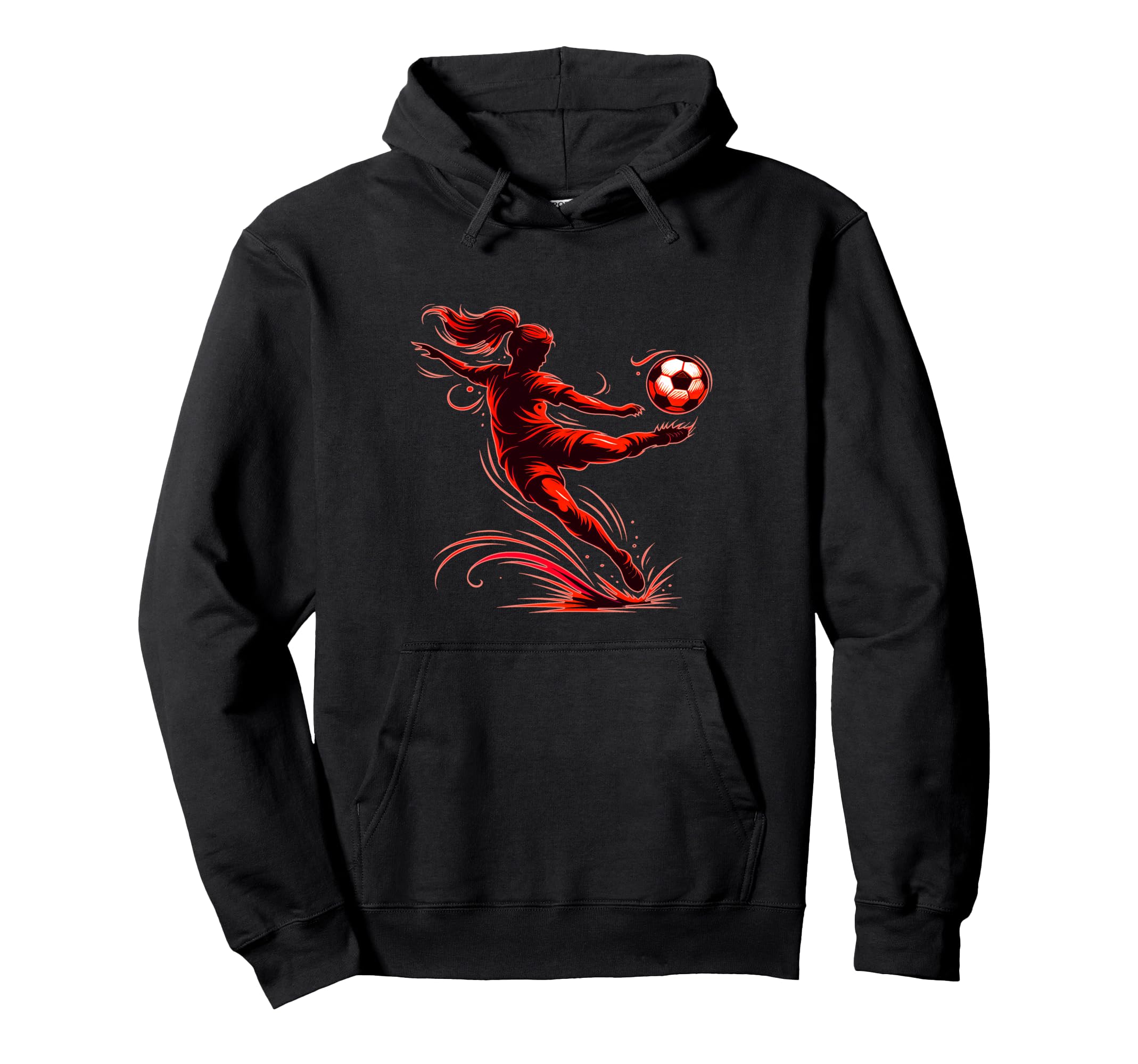Powerful Soccer Mid Air Motion Strike Hoodie - Minimalist Print for Adults - T-Shirt, Sweatshirt, Hoodie