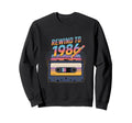 Rewind To 1986 Cassette Tape Sweatshirt - Aesthetic Graphic Unisex - T-Shirt, Sweatshirt, Hoodie