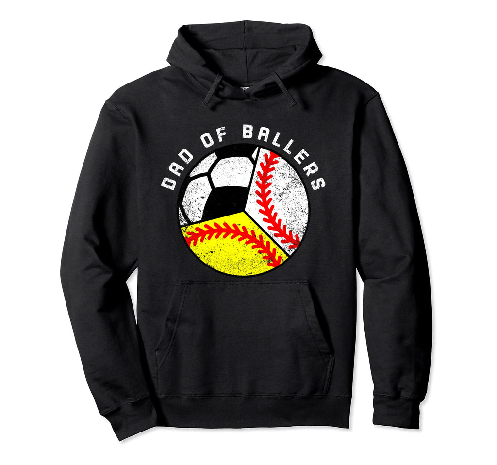 Dad Ballers Funny Baseball Softball Hoodie - Graphic Print Men Women - T-Shirt, Sweatshirt, Hoodie