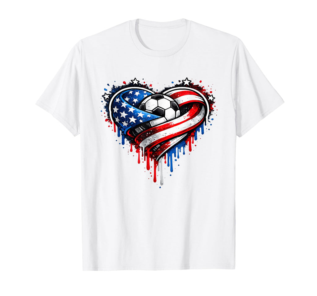 Patriotic Soccer Ball Usa Flag T-Shirt - Casual Everyday Wear Unisex - T-Shirt, Sweatshirt, Hoodie