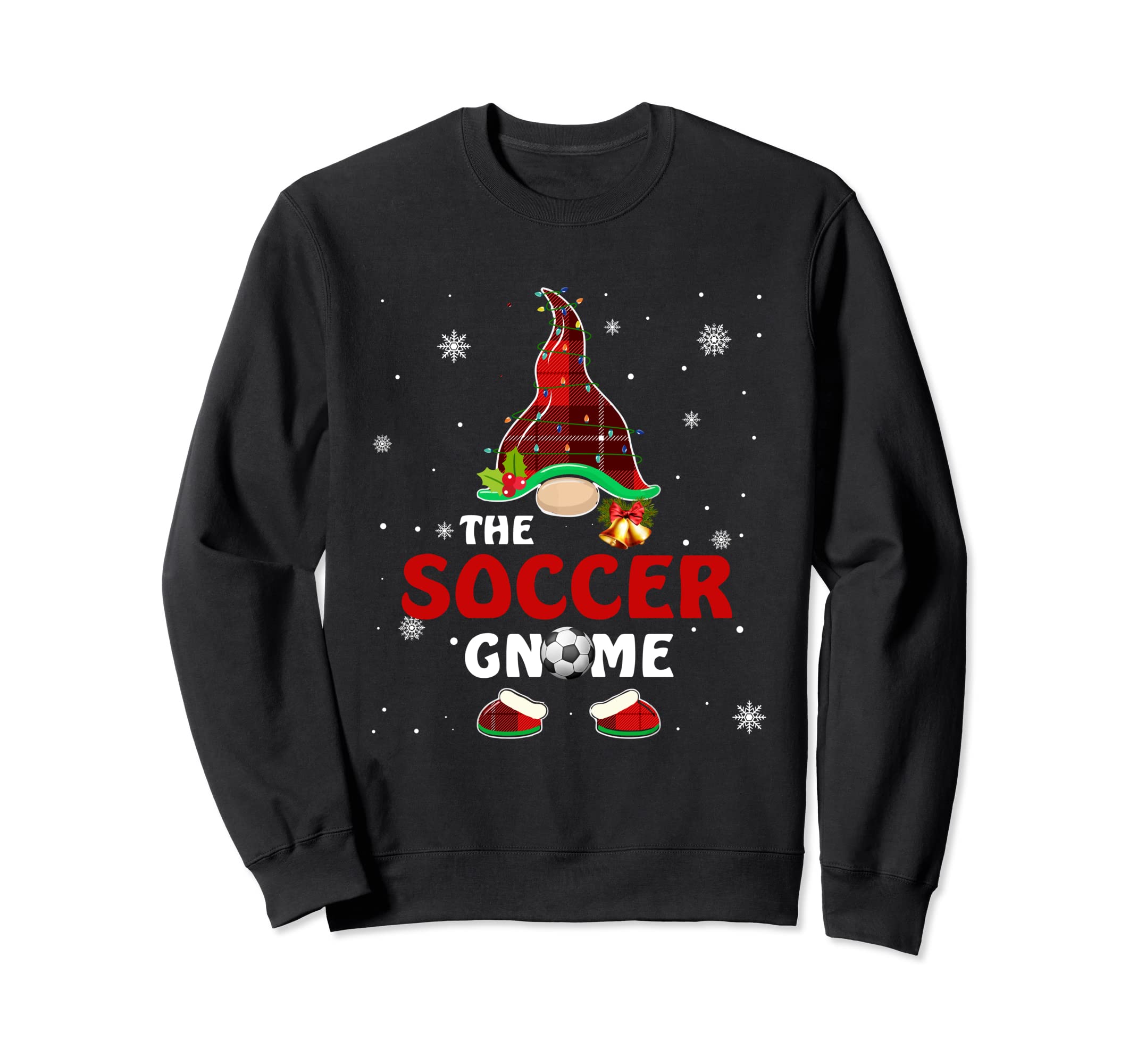 Soccer Gnome Buffalo Plaid Funny Family Sweatshirt - Trendy Graphic Unisex - T-Shirt, Sweatshirt, Hoodie