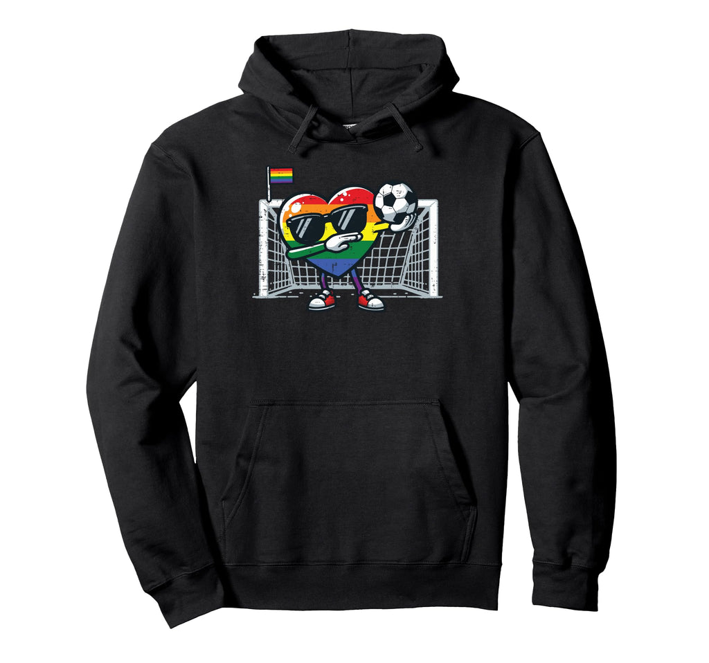 Gay Pride Heart Soccer Lgbtq Ally Rainbow Hoodie - Minimalist Print Unisex - T-Shirt, Sweatshirt, Hoodie