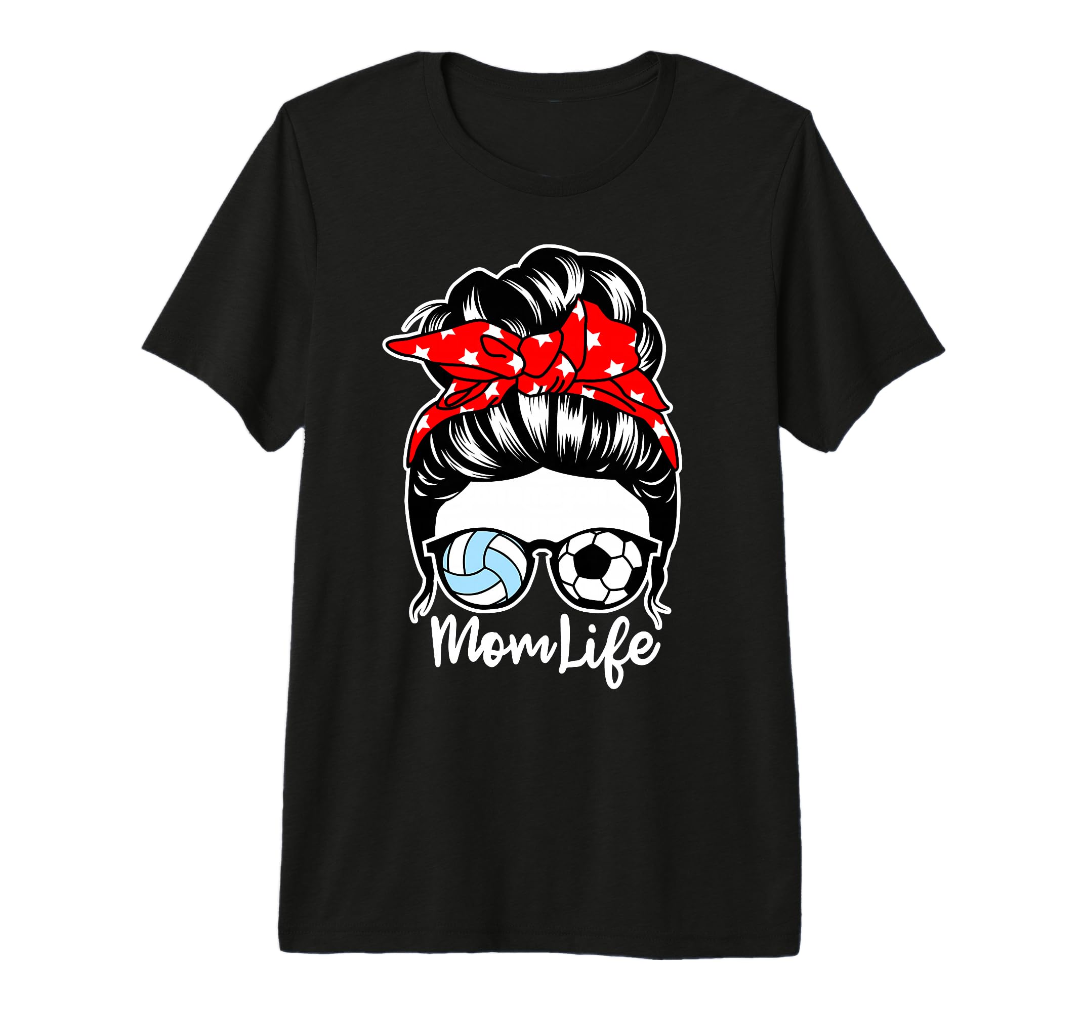 Mom Life Messy Bun Hair Soccer T-Shirt - Trendy Graphic for Adults - T-Shirt, Sweatshirt, Hoodie